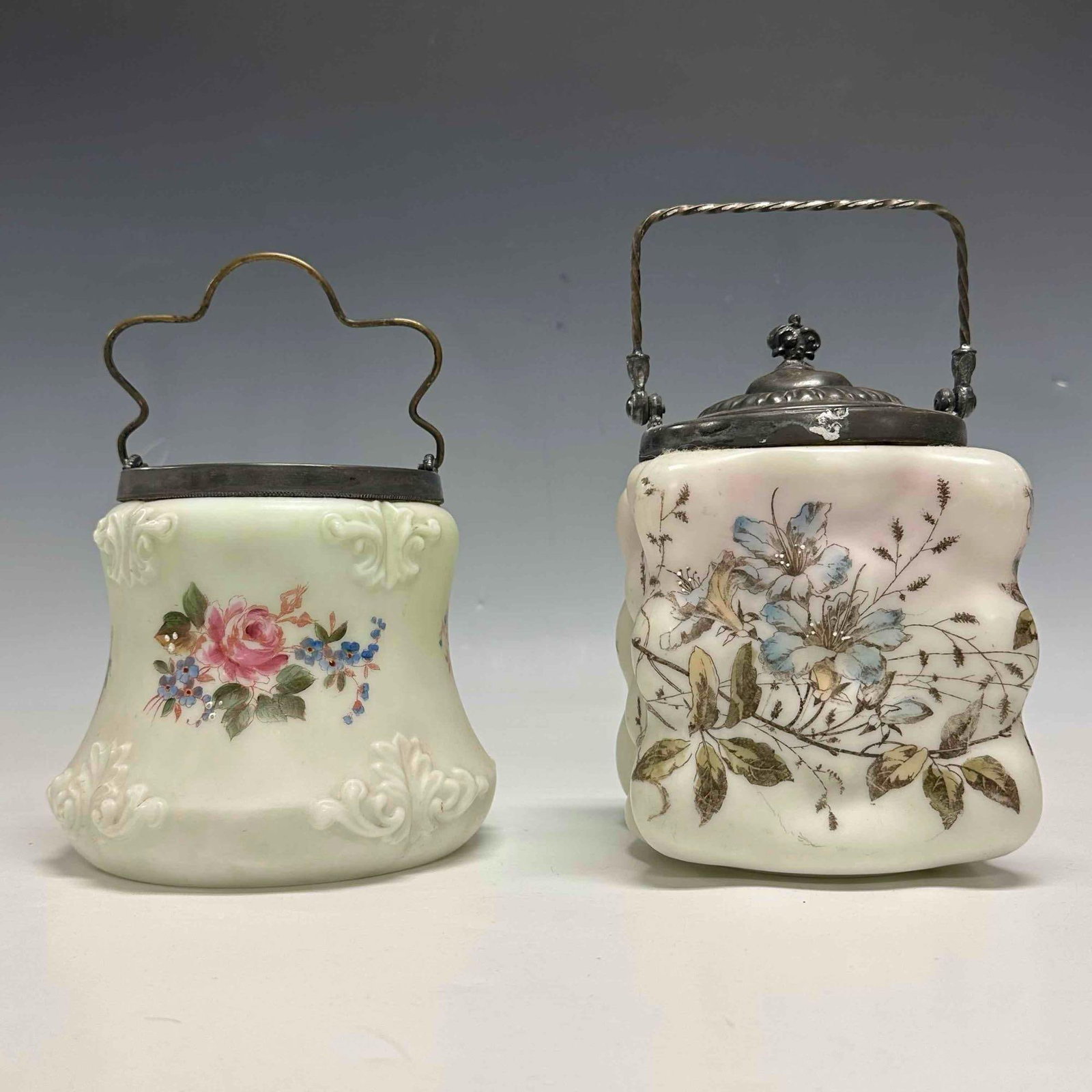 19th Century Satin Biscuit Jars Wavecrest (2) - 18