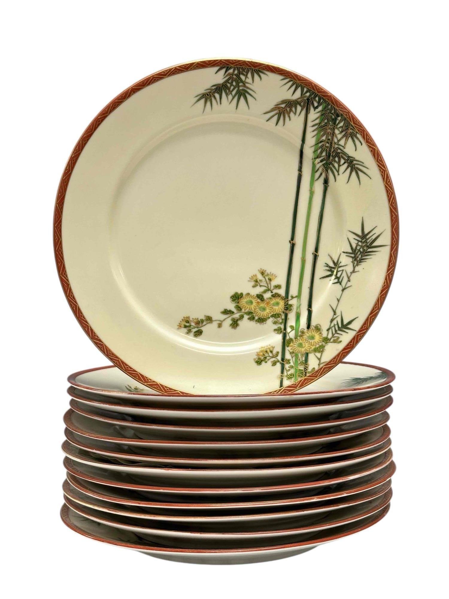 Japanese Hakusan Hand Painted Dinner Plates (12) (1 of 15)