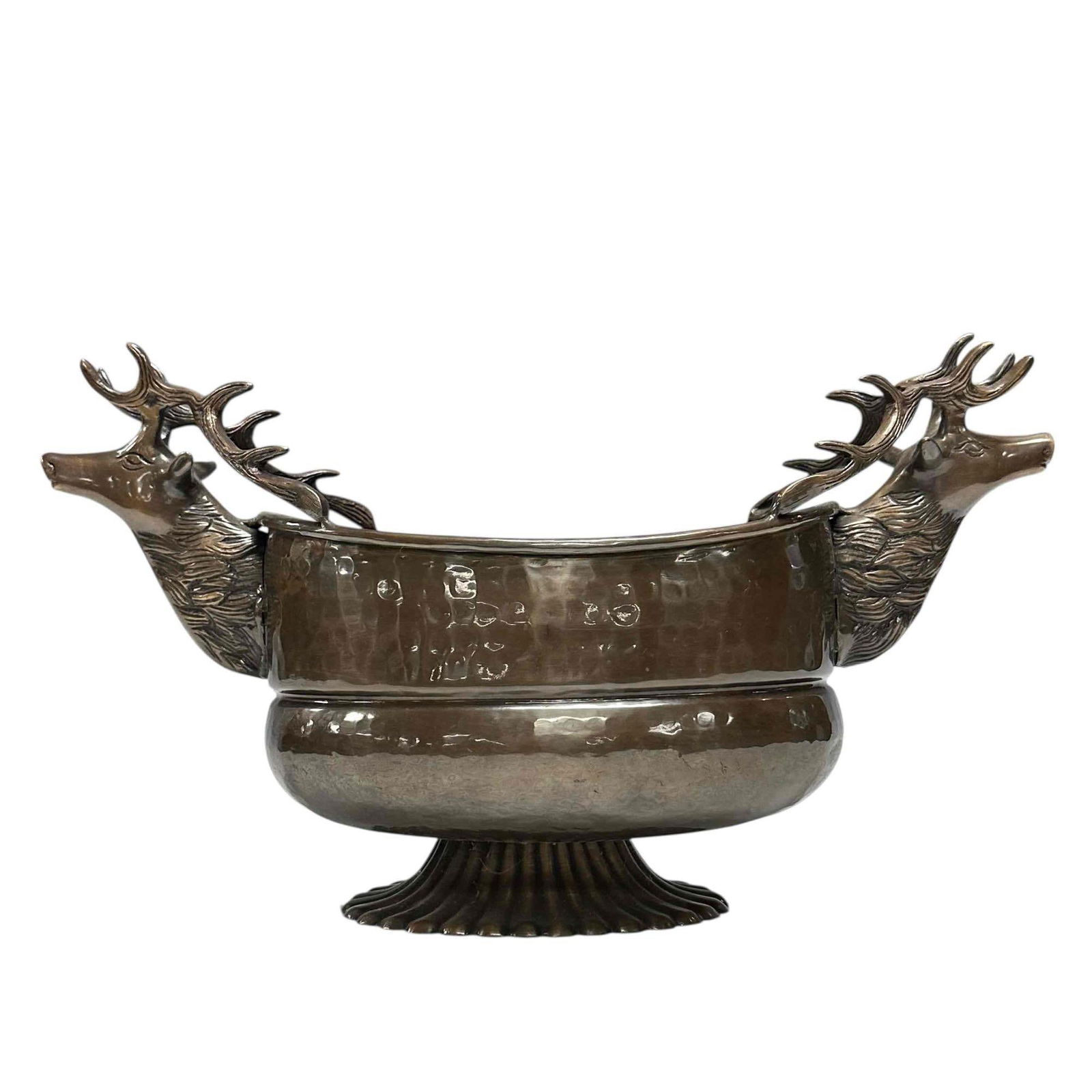 Hammered Stag Head Centerpiece Footed Bowl (1 of 15)