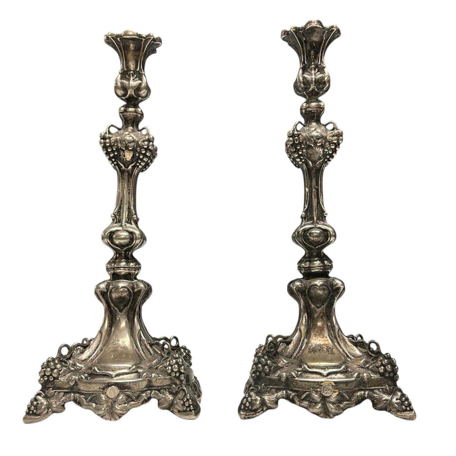 Pair of Continental Silver Candlesticks in the Baroque Style (1 of 20)