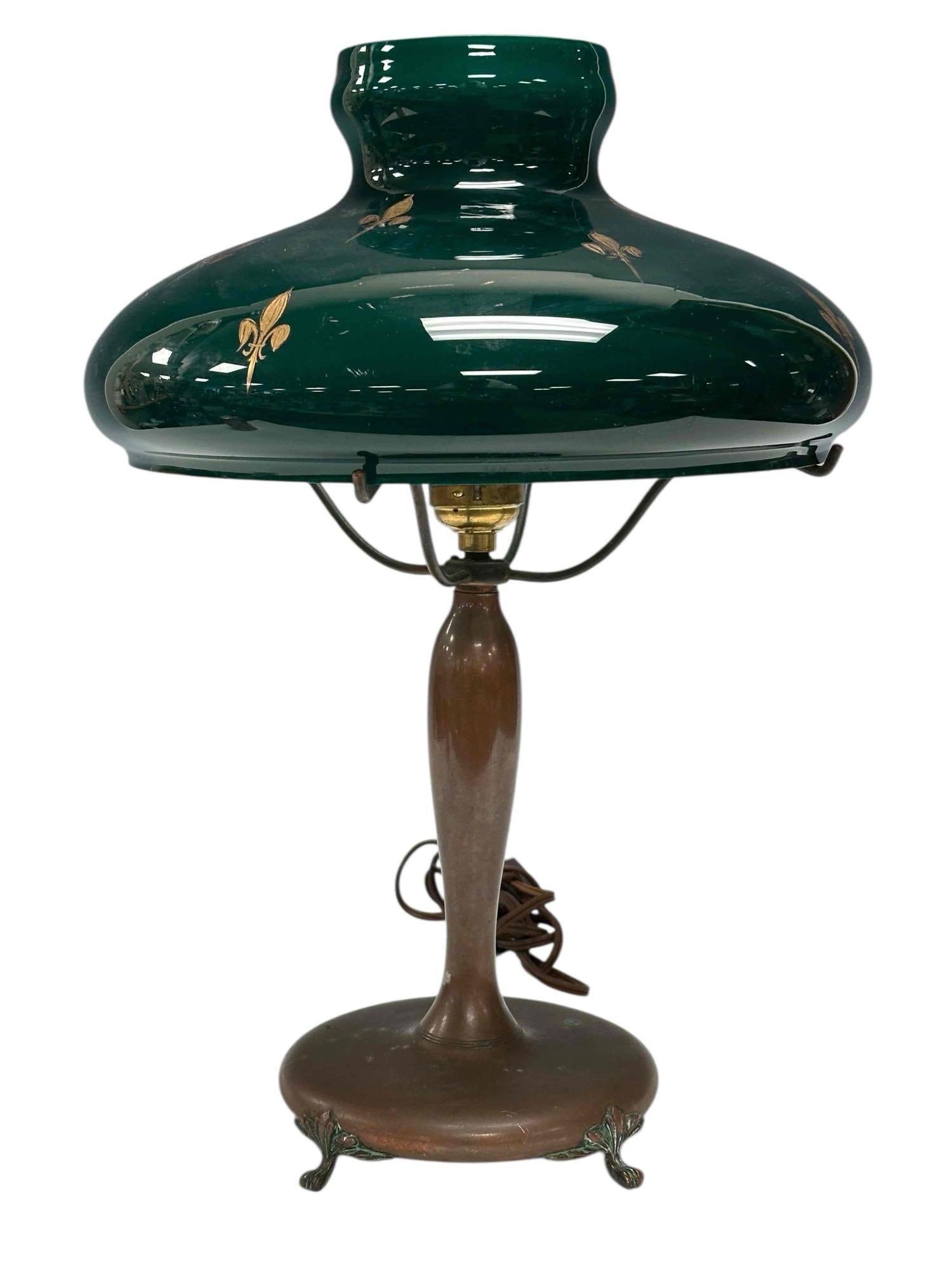 Pair point Copper Lamp with Green Tam-O-Shanter Shade (1 of 17)