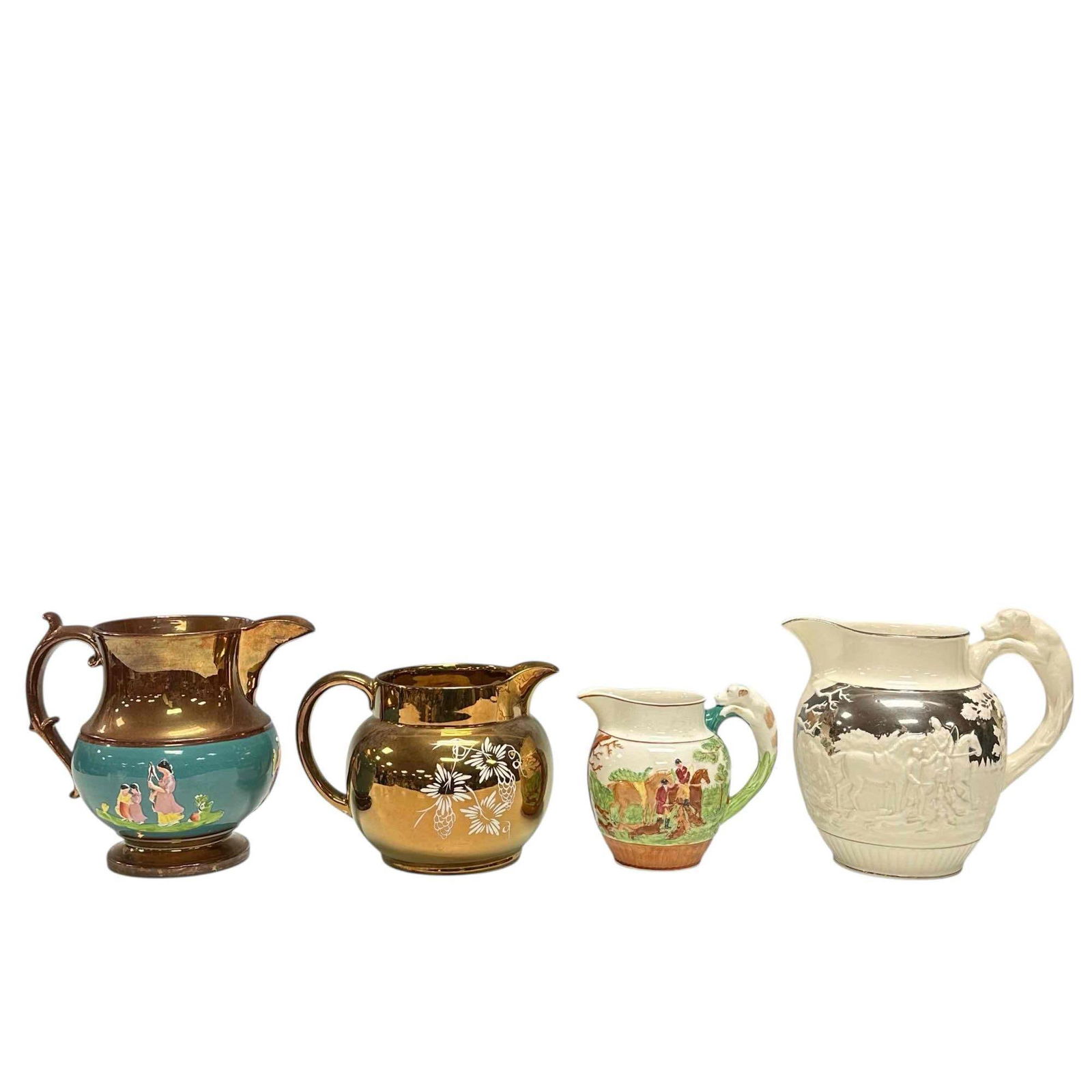 English Copper Lusterware Pitchers Wedgwood Dog Handles (4) (1 of 18)