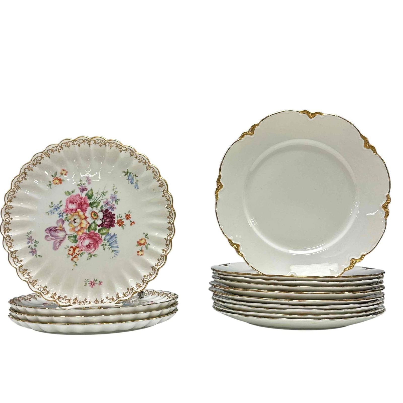 Staffordshire Fine Bone China and Scalloped 18k Trim Plates (14) (1 of 20)