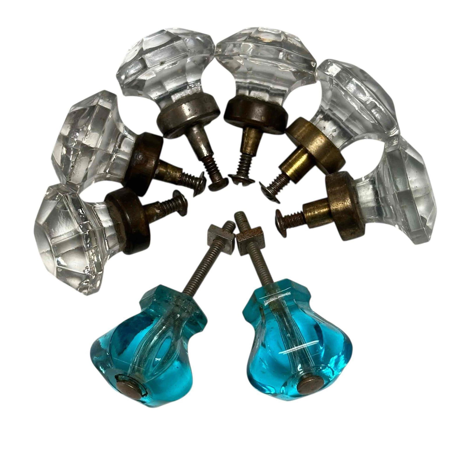 Pressed Glass Drawer Knobs Hardware Cabinet Door Pulls - 11