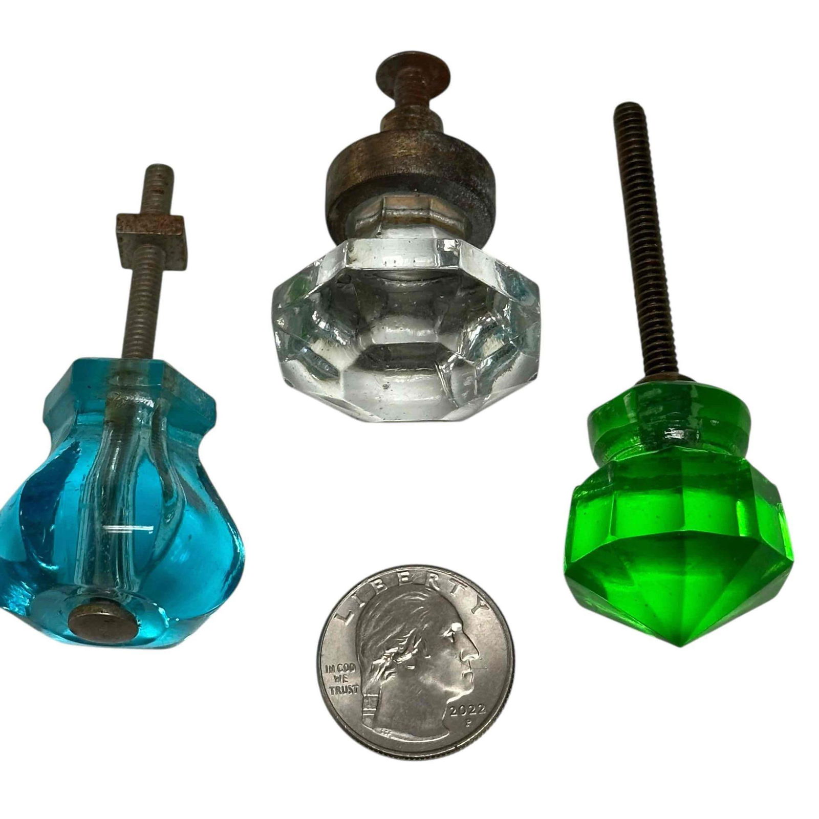 Pressed Glass Drawer Knobs Hardware Cabinet Door Pulls - 12