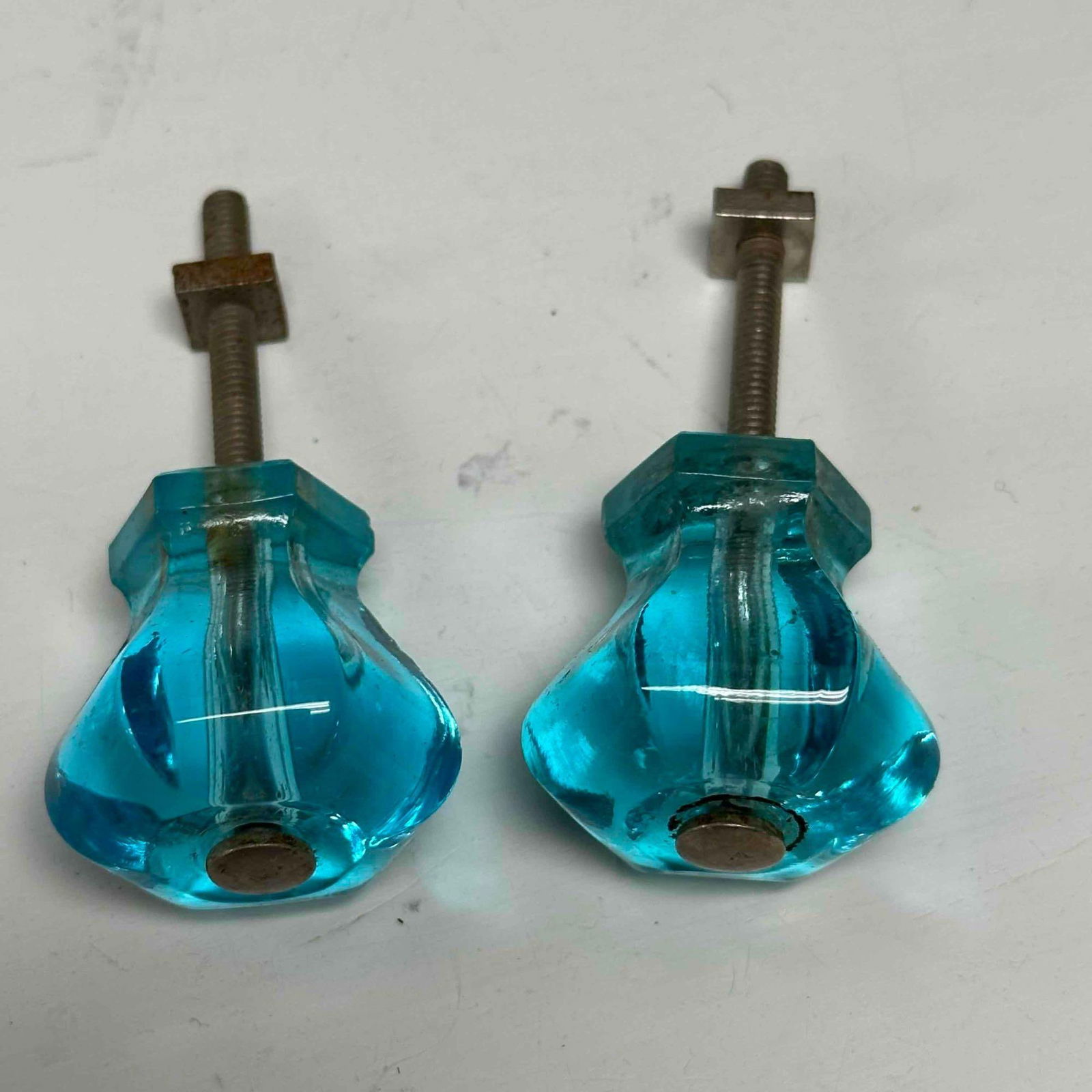 Pressed Glass Drawer Knobs Hardware Cabinet Door Pulls - 15