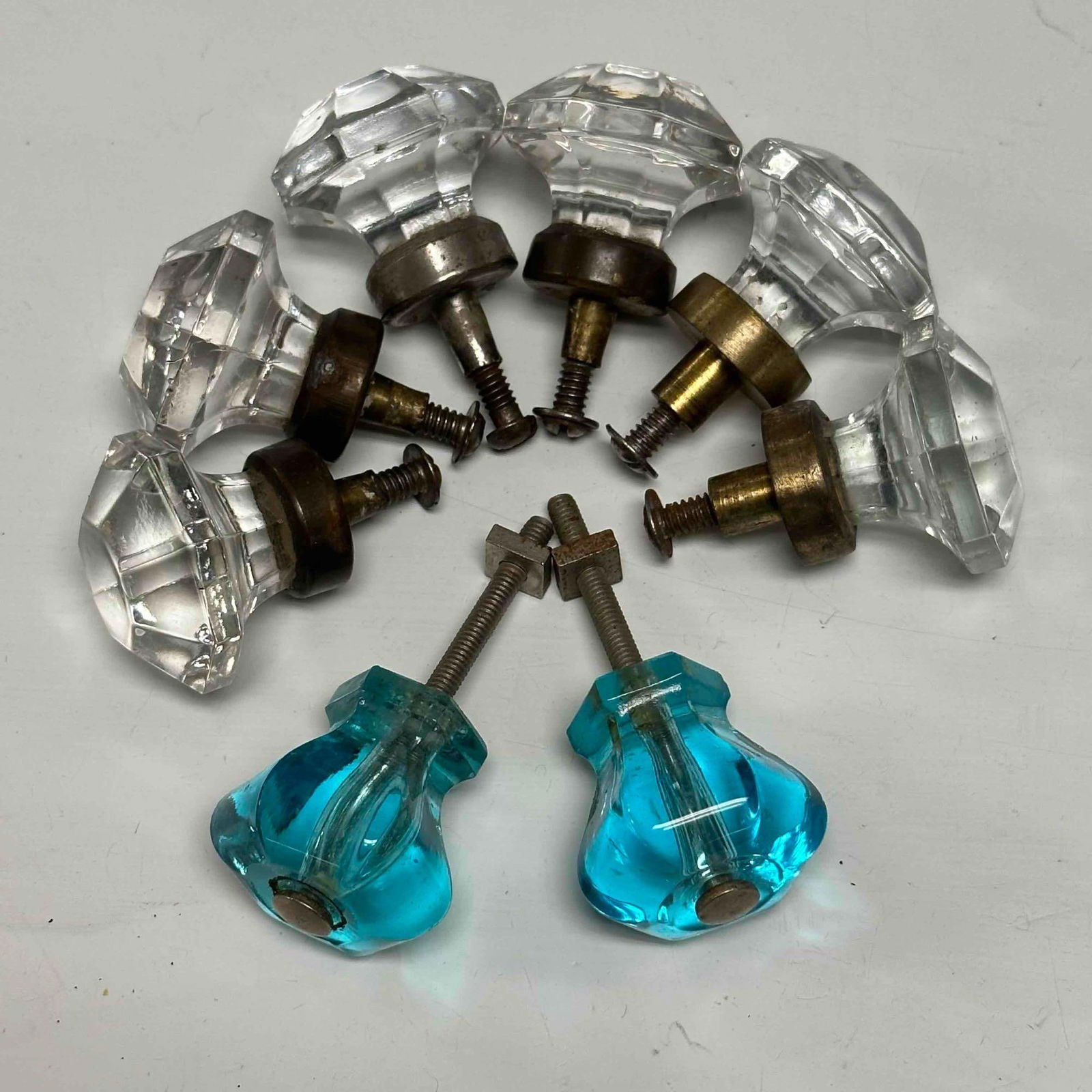 Pressed Glass Drawer Knobs Hardware Cabinet Door Pulls - 19