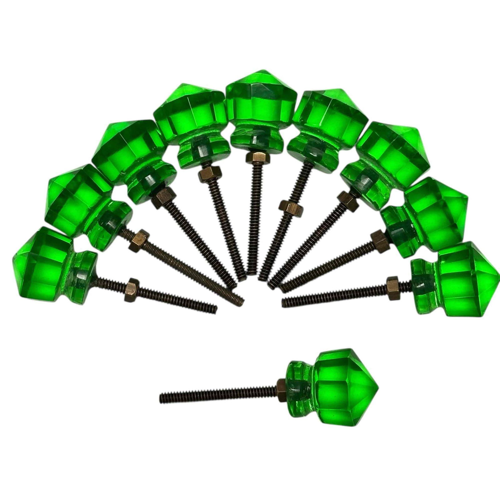 Pressed Glass Drawer Knobs Hardware Cabinet Door Pulls - 2