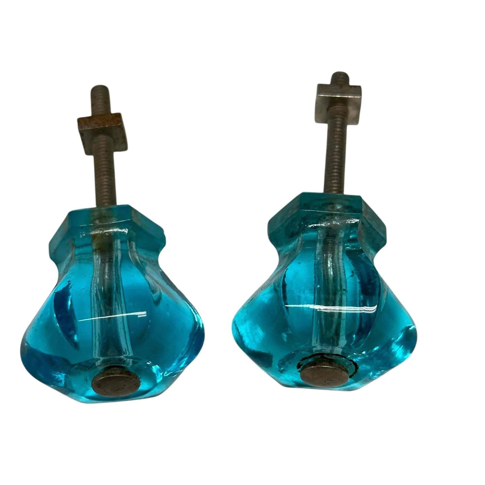 Pressed Glass Drawer Knobs Hardware Cabinet Door Pulls - 7