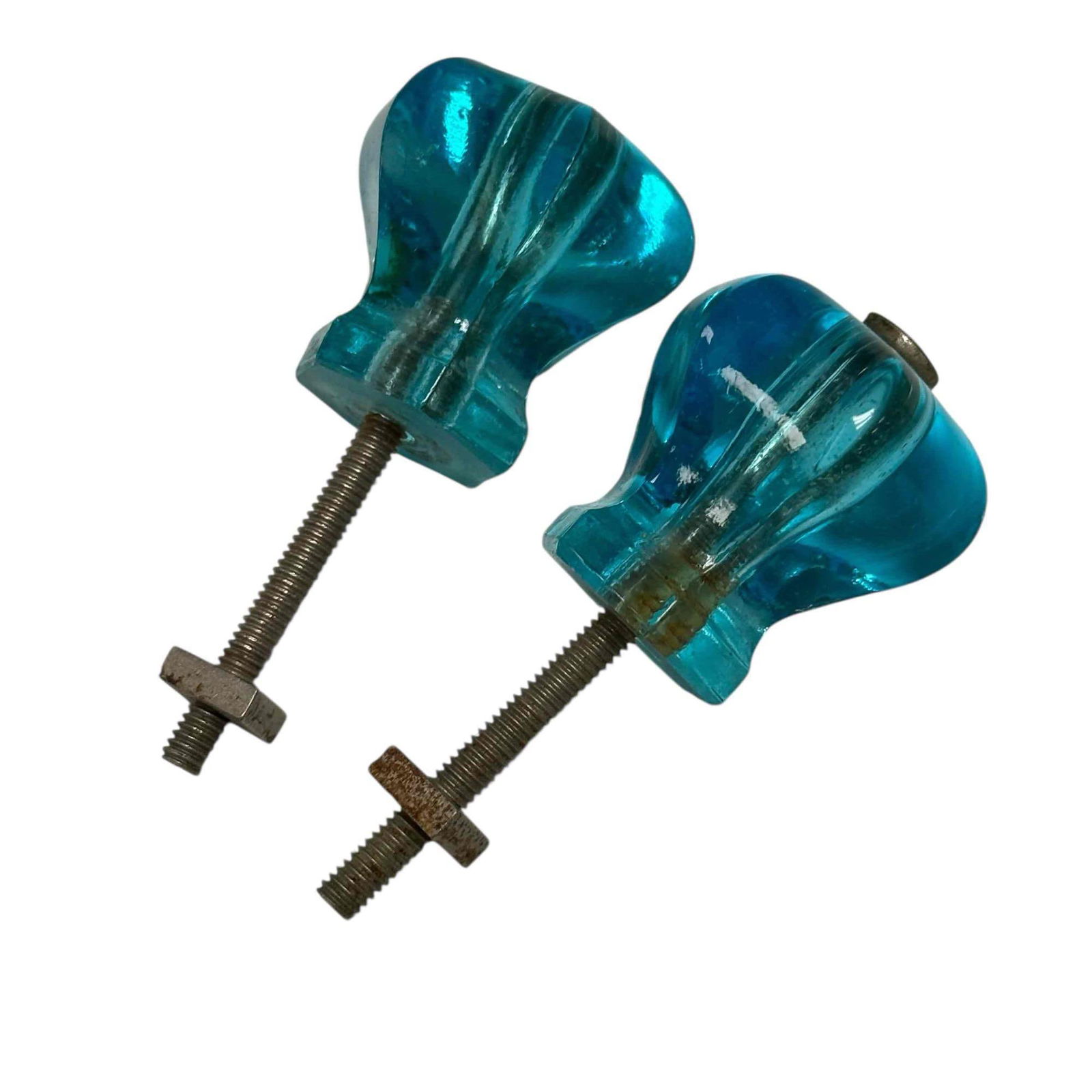 Pressed Glass Drawer Knobs Hardware Cabinet Door Pulls - 8