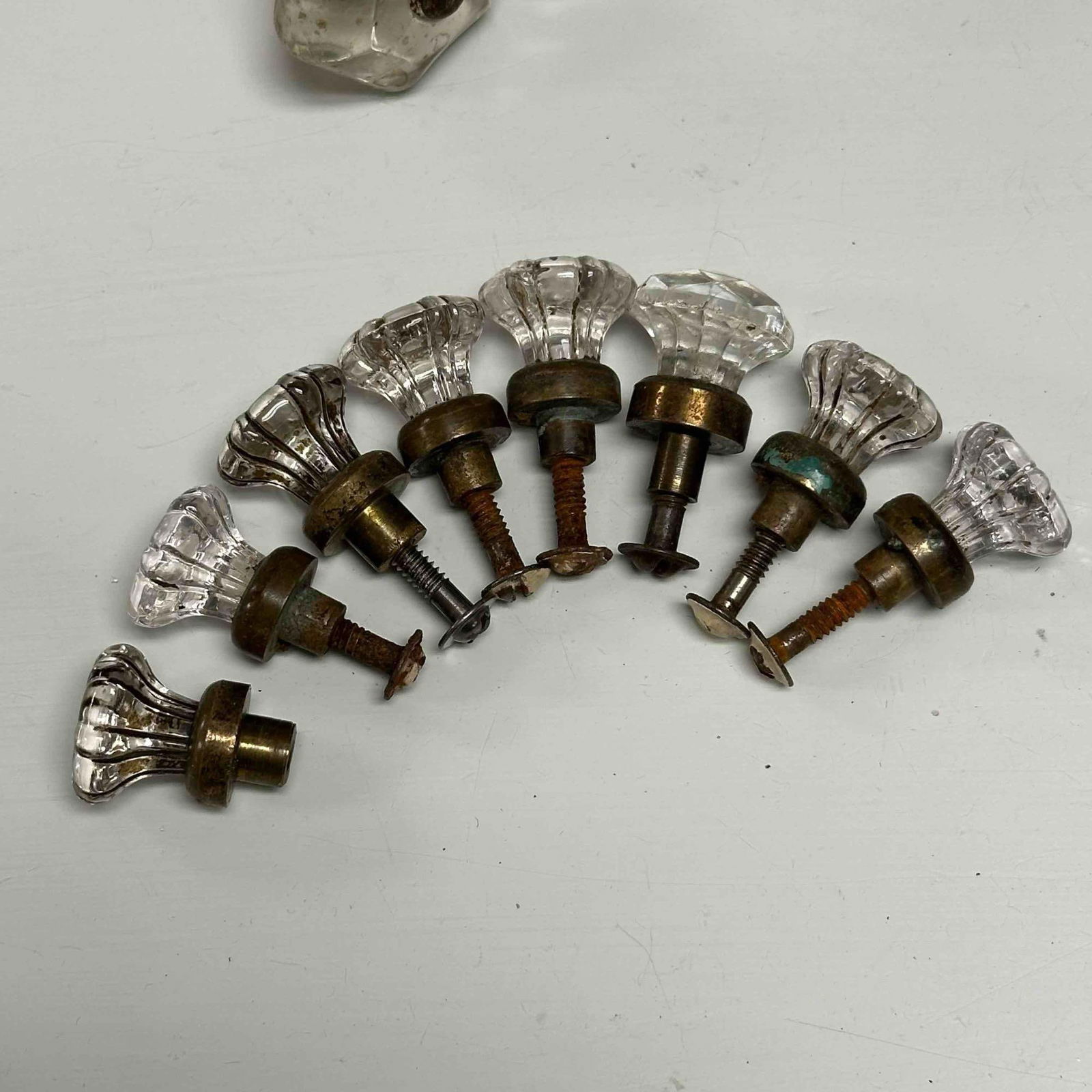 Pressed Glass Drawer Knobs Hardware Cabinet Door Pulls - 10