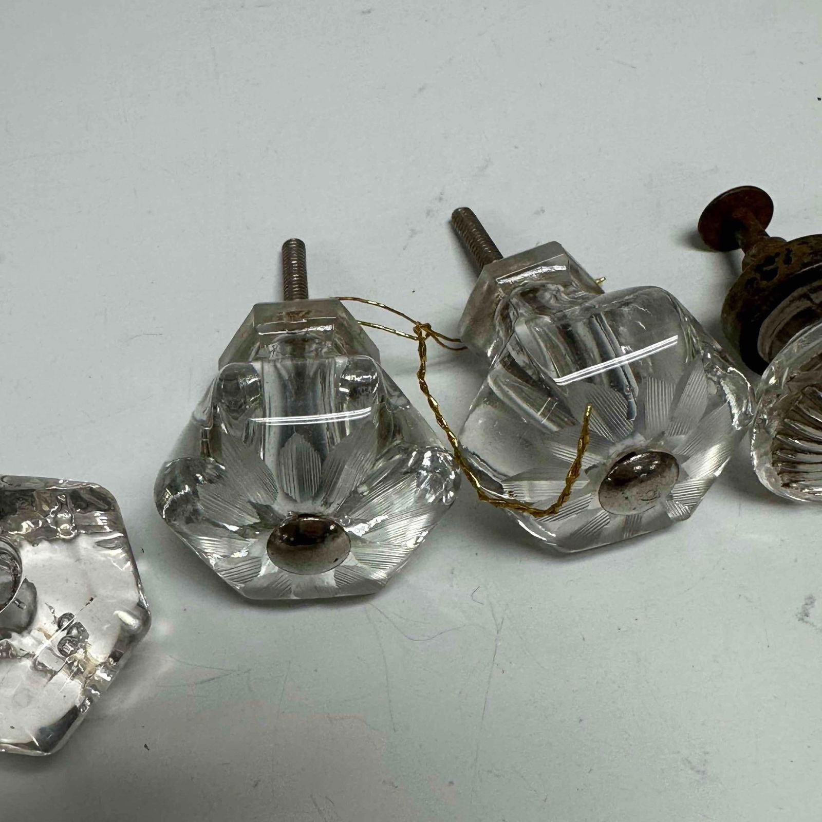 Pressed Glass Drawer Knobs Hardware Cabinet Door Pulls - 12