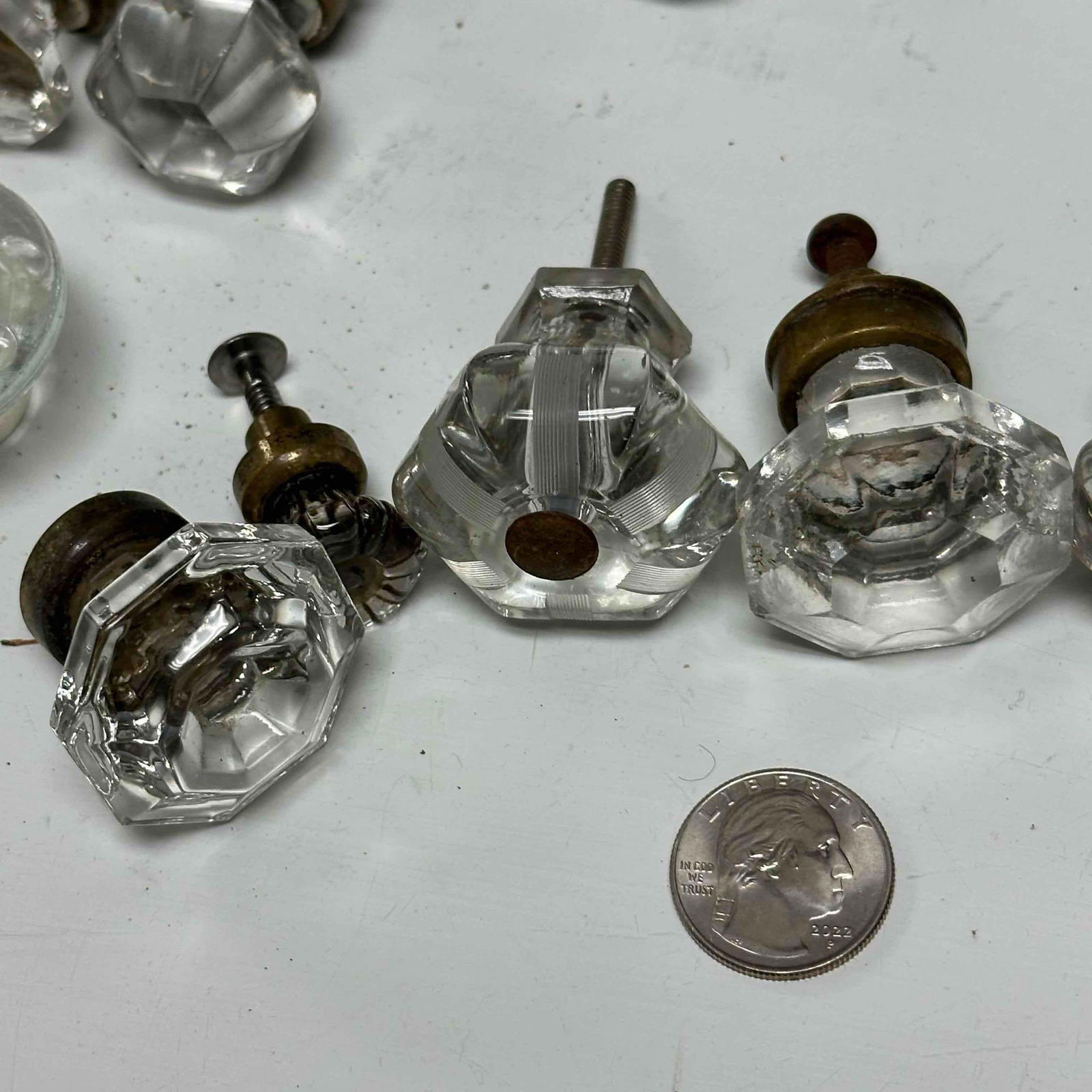 Pressed Glass Drawer Knobs Hardware Cabinet Door Pulls - 8