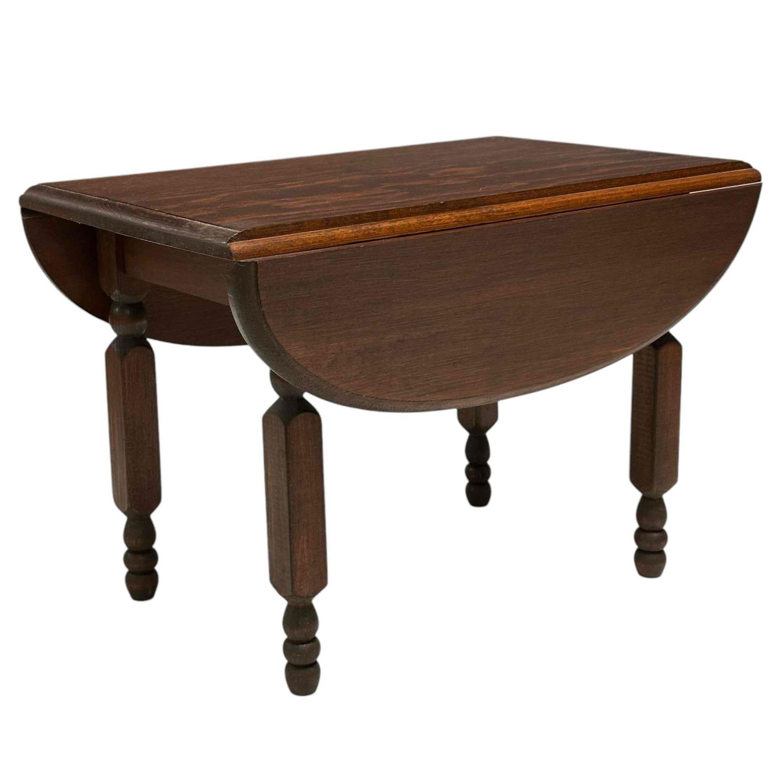 Collectors Craftsman Minatare Drop Side Country Table: Another fine example of the quality wood worker this collector was. Handmade American 19th century style miniature dropleaf table on turned legs. Measuring approx 10" tall x 14" deep x 9.5" wide with