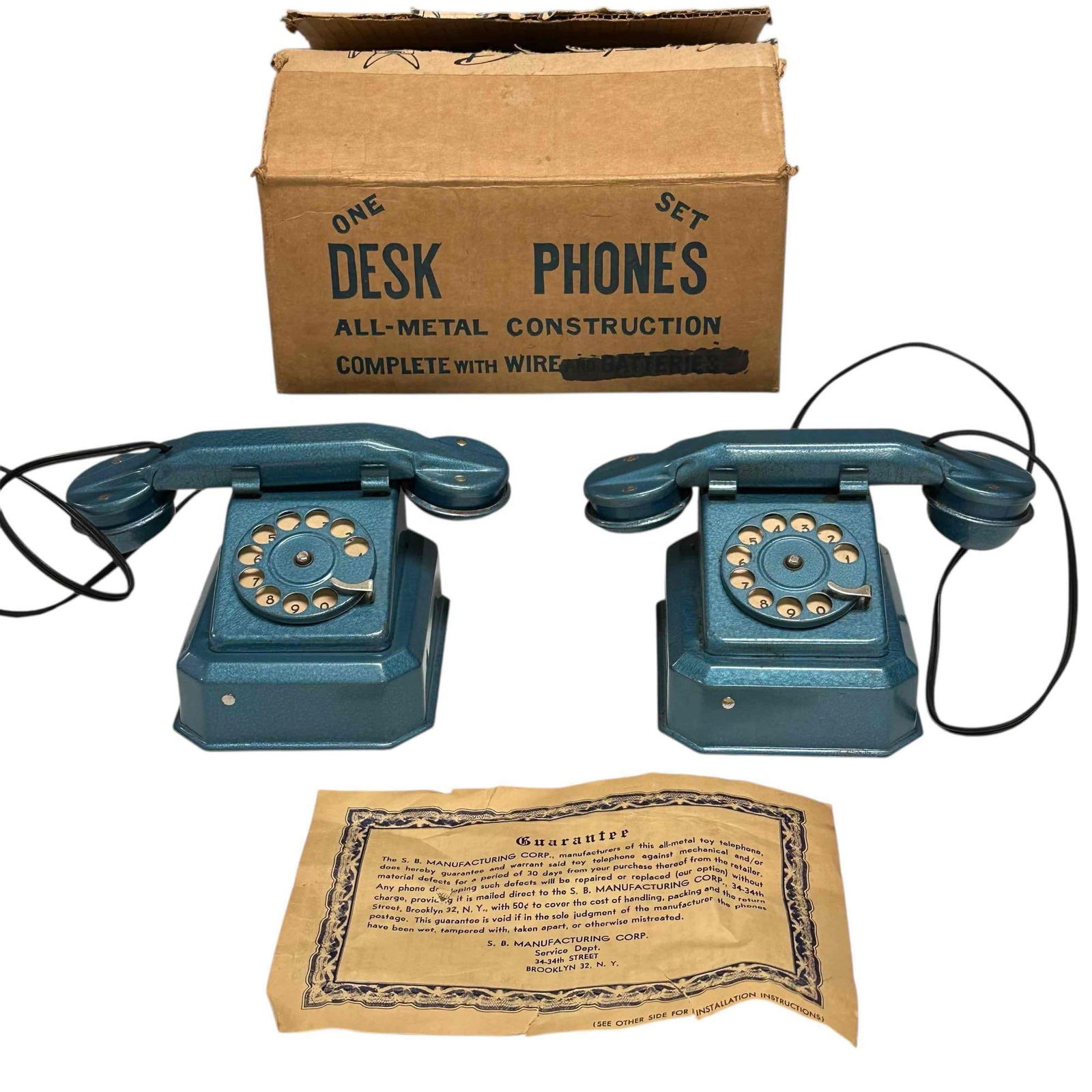 Vintage All Metal Blue Toy Rotary Telephone In Original Box (2) (1 of 14)