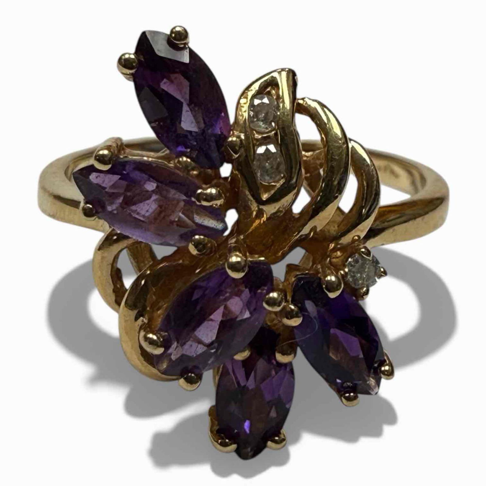 Marquise Cut Amethyst 14K Yellow Gold Ring (1 of 18)