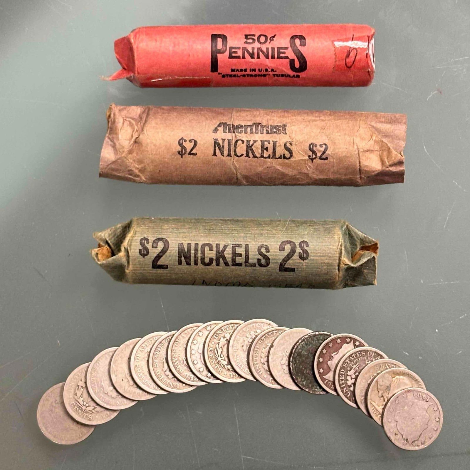 Uncirculated & Circulated Rolls of U.S. Dimes Nickles and Pennies (1 of 11)