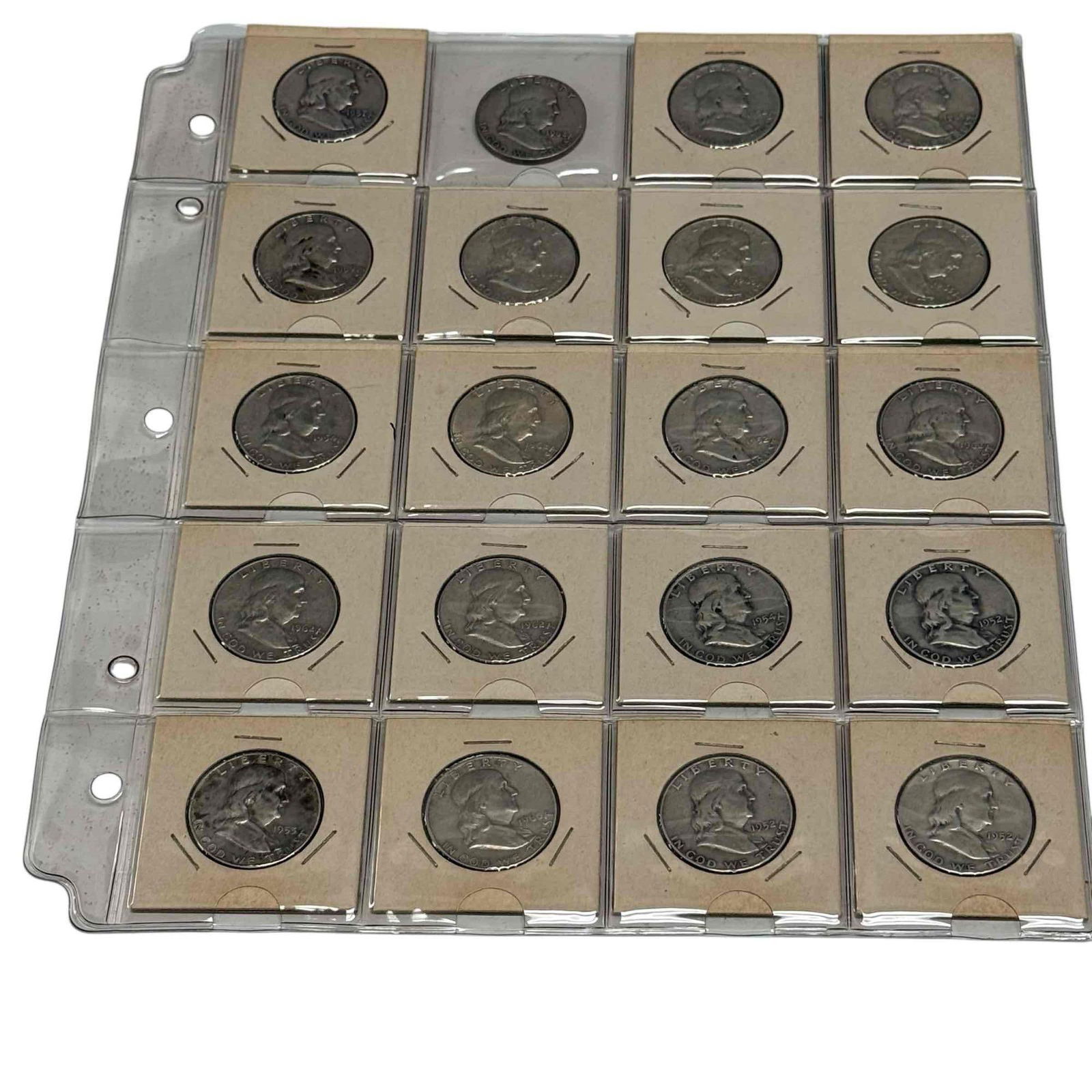 Sleeve of 20 Silver Franklin Half Dollars (1 of 14)