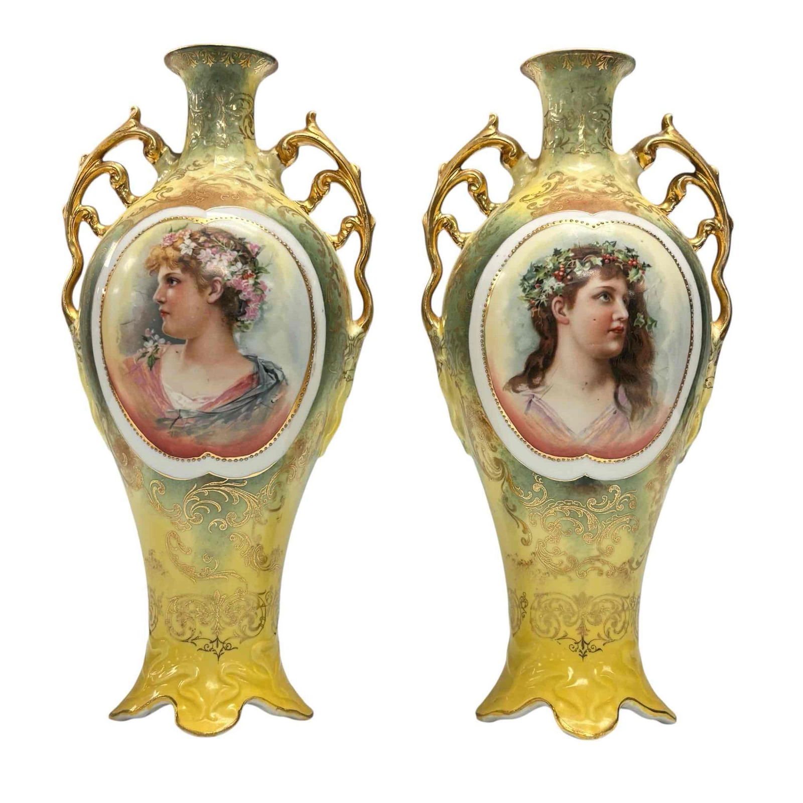 19th Century Royal Saxe Portrait Vases (2) (1 of 19)