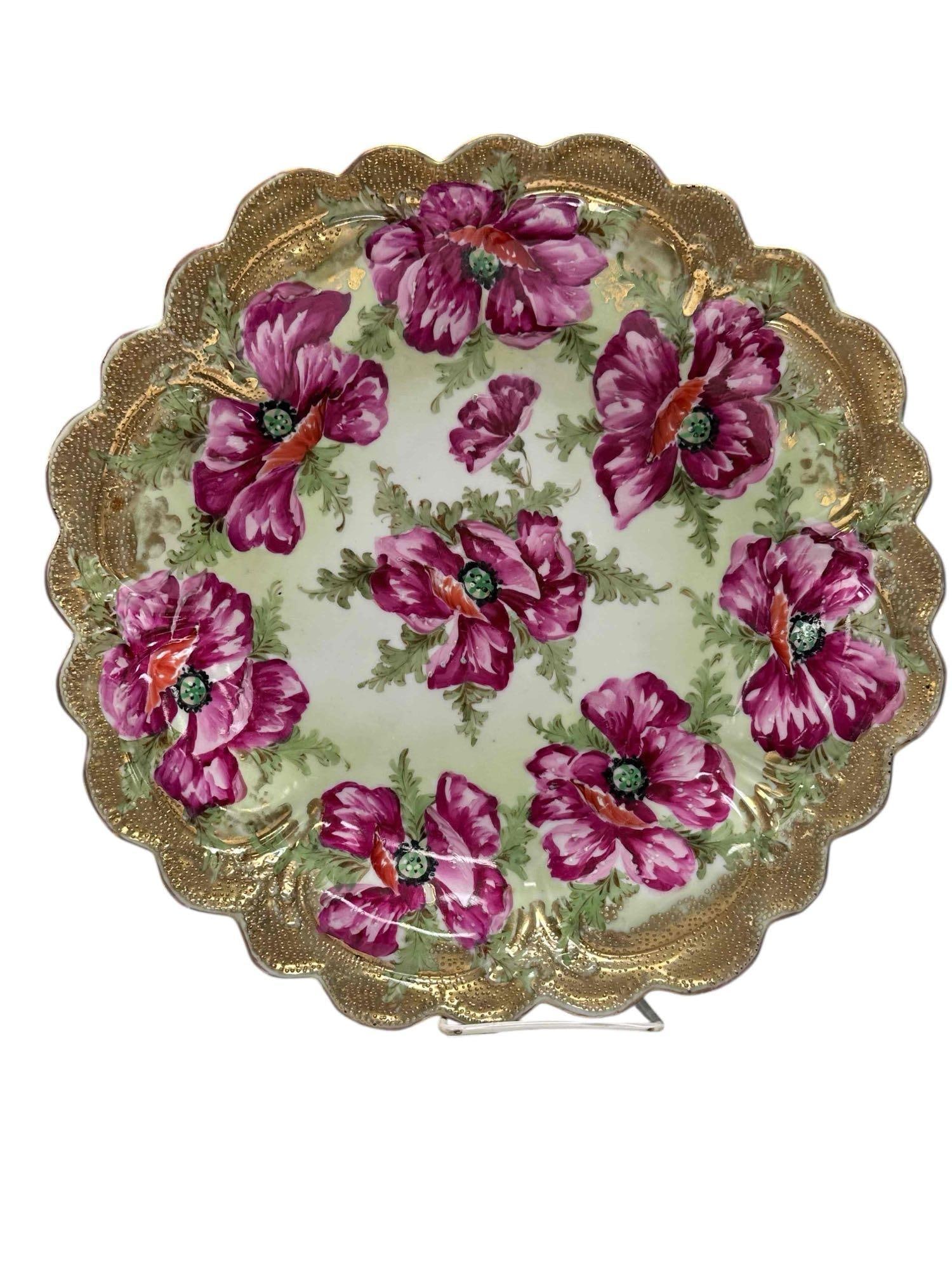 Royal Kinran Nippon Red Poppies Scalloped Porcelain Charger 13.25" (1 of 13)