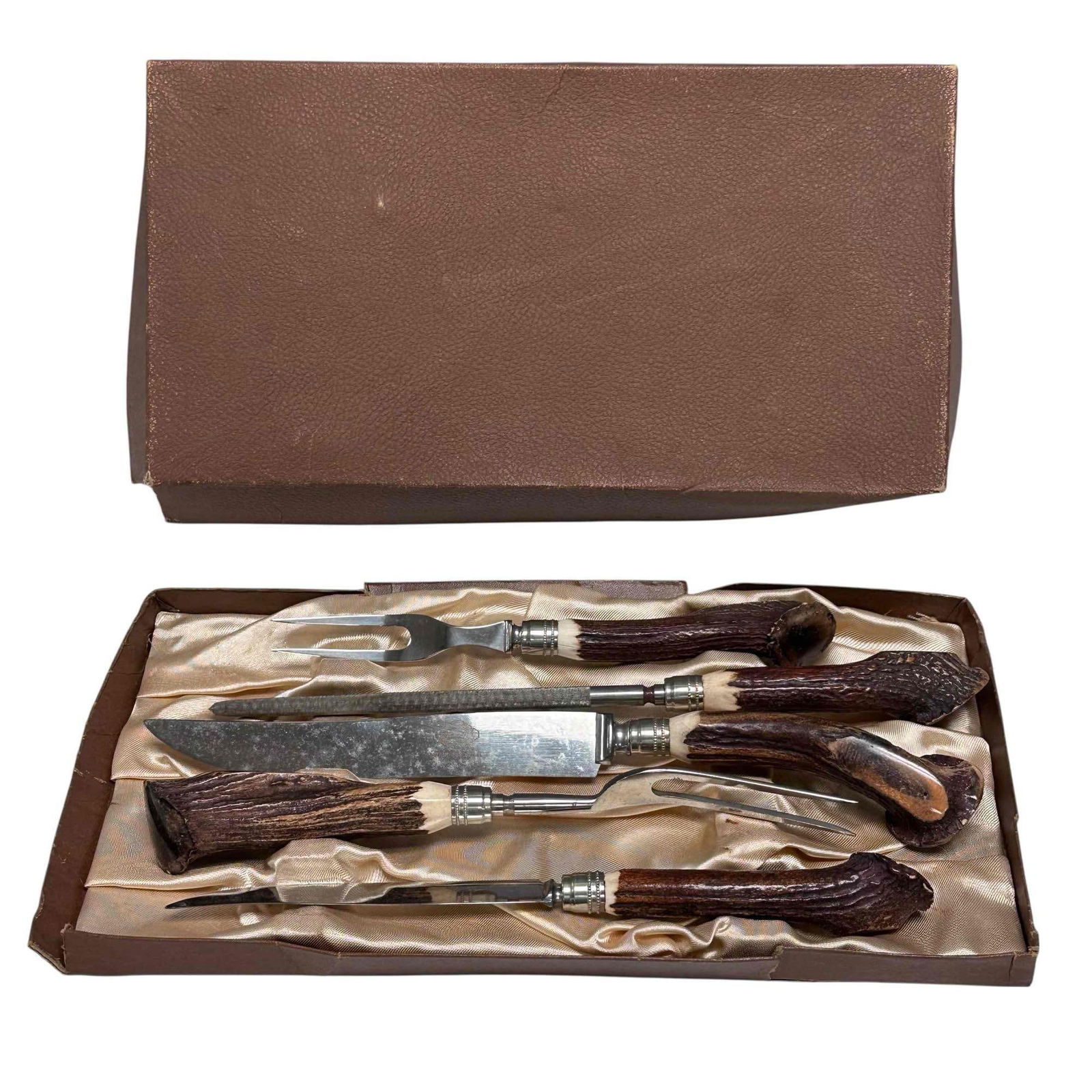 English Five Piece Faux Stag Antler Carving Cutlery Set (5) (1 of 18)
