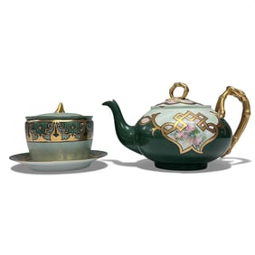 Rosenthal and Limoges Celtic Art Deco Teapot with Sugar Bowl (2)