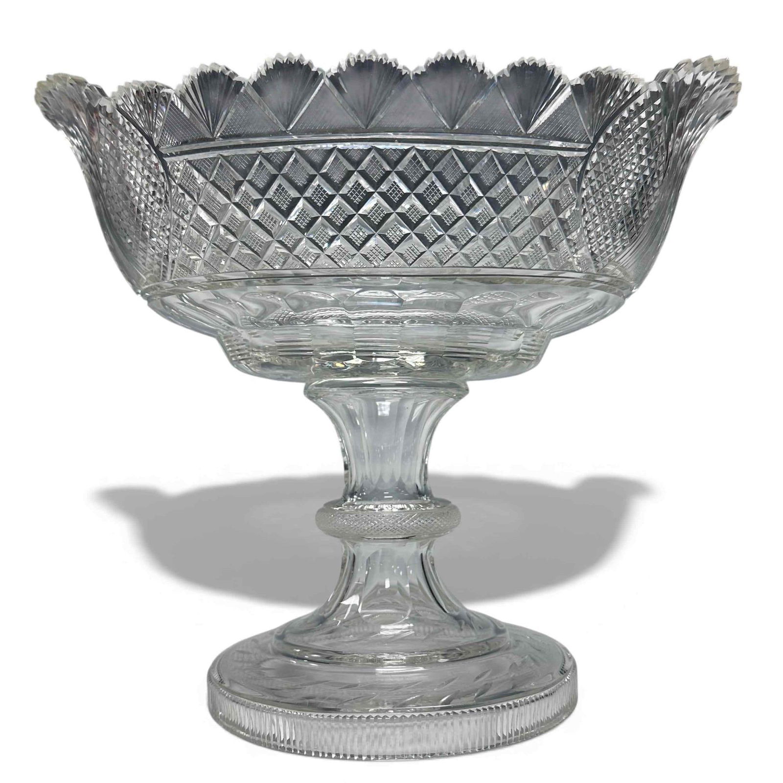 Cut Crystal Compote Centerpiece Bowl Sawtooth Rim (1 of 15)