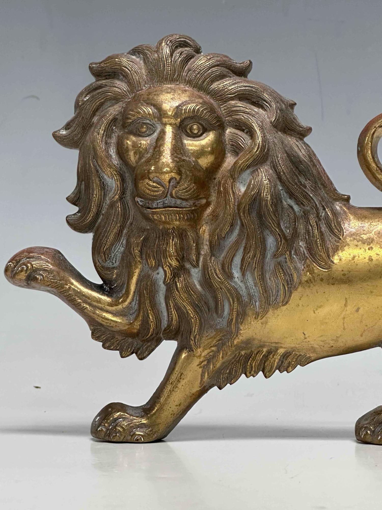 Brass Wall Mount Lion Figurine - 2