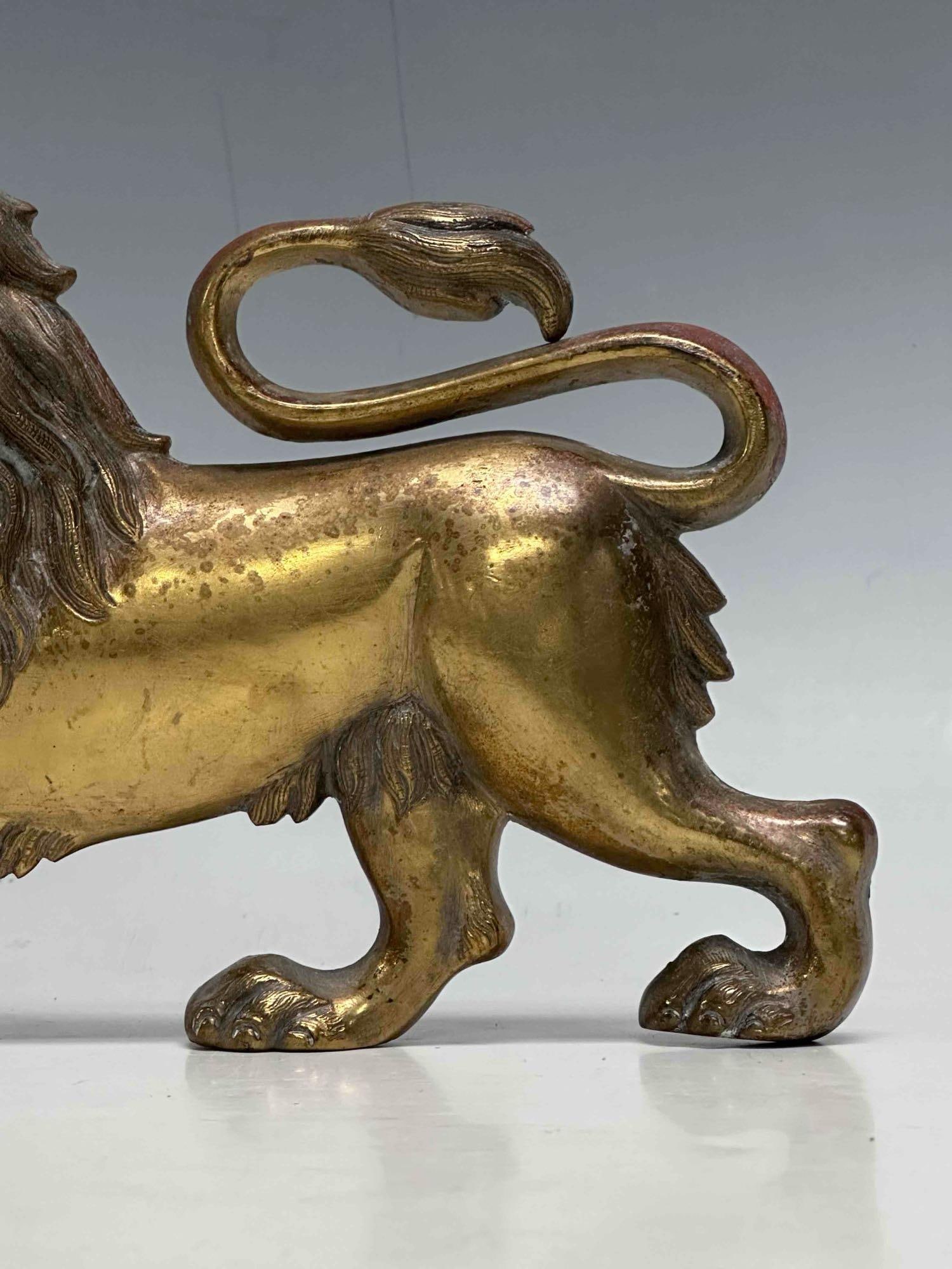 Brass Wall Mount Lion Figurine - 3