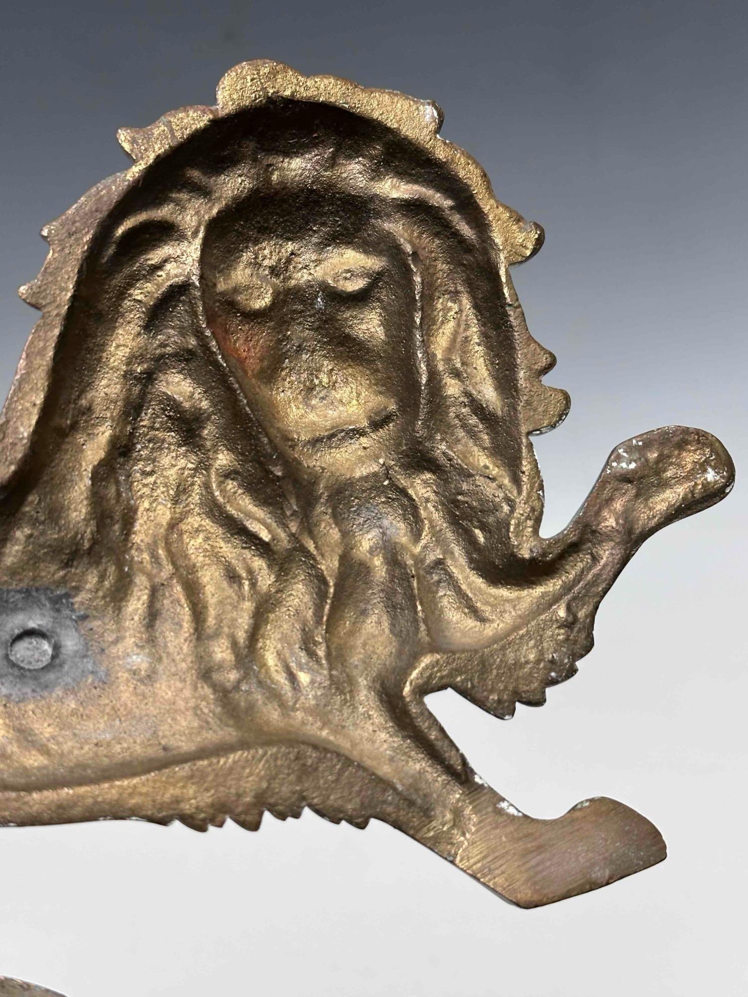 Brass Wall Mount Lion Figurine - 6