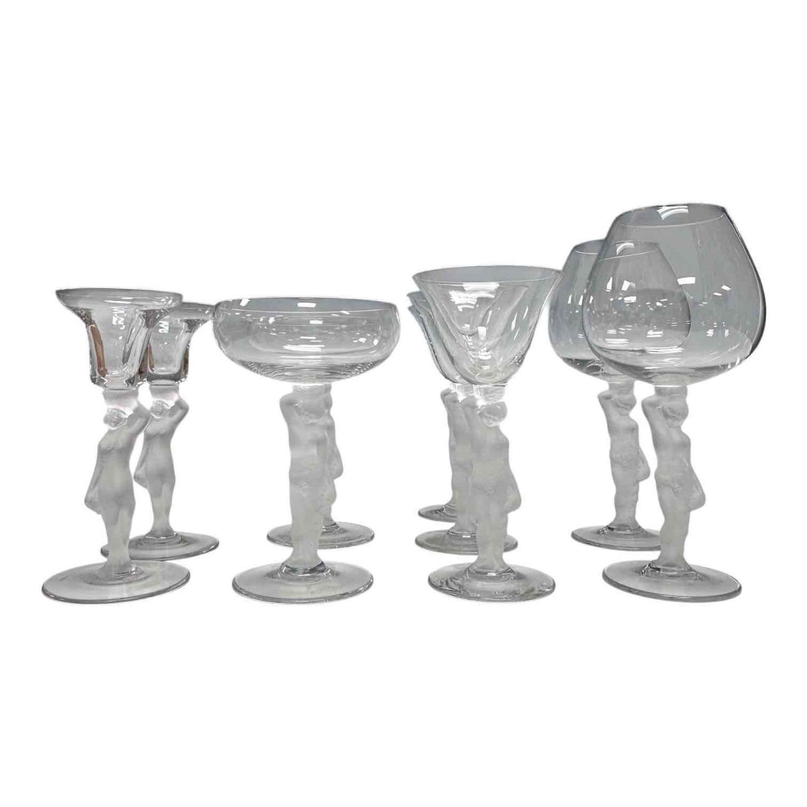 9pc Bayel Bacchus and Bacchante Frosted Nude Stemware. (1 of 20)