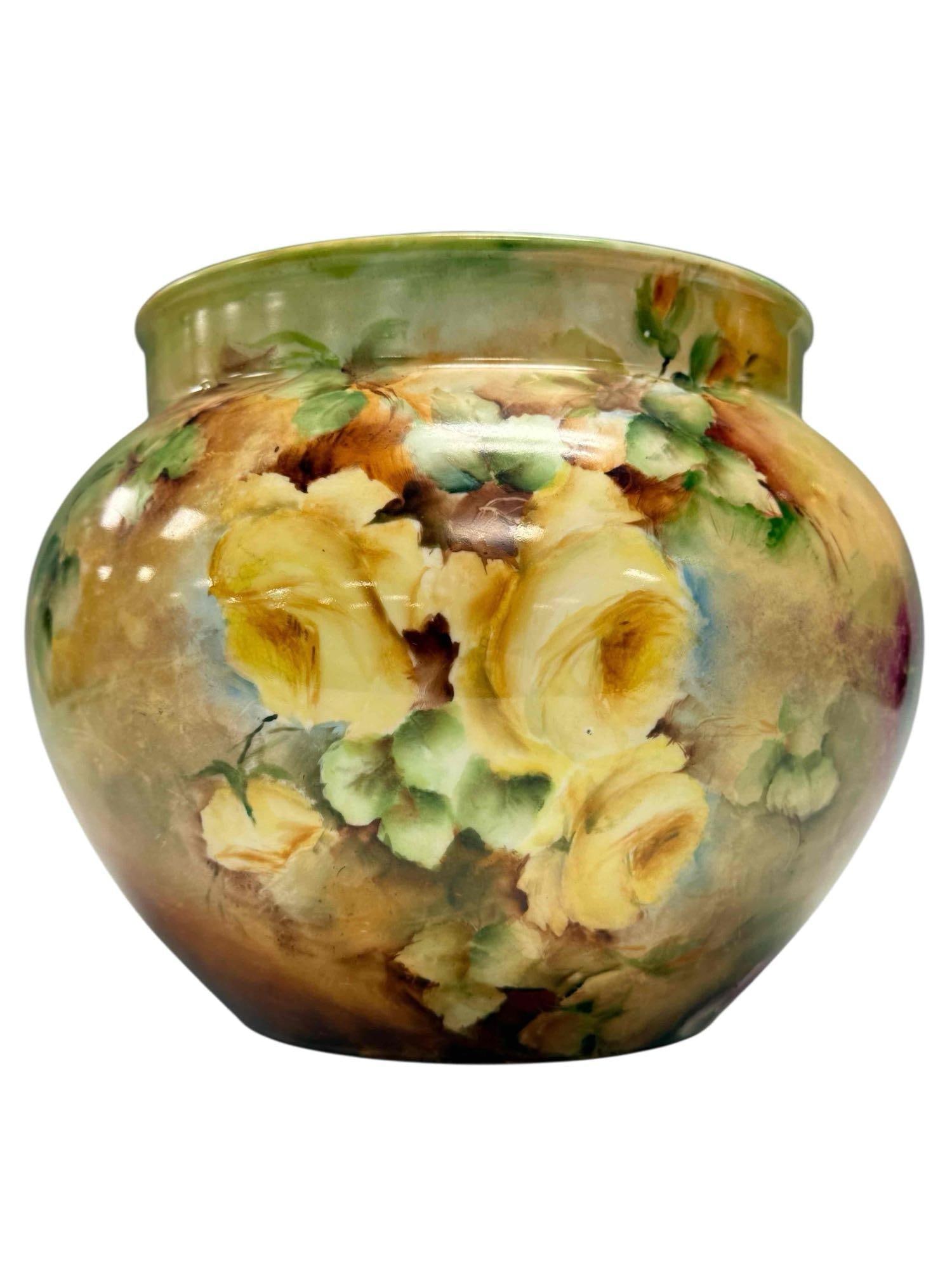 Hand Painted Floral Jardiniere. (1 of 13)