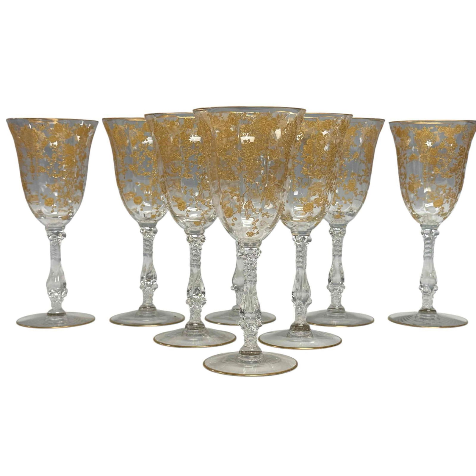 Cambridge Rose Point Gold Encrusted Stemware (8) (1 of 19)