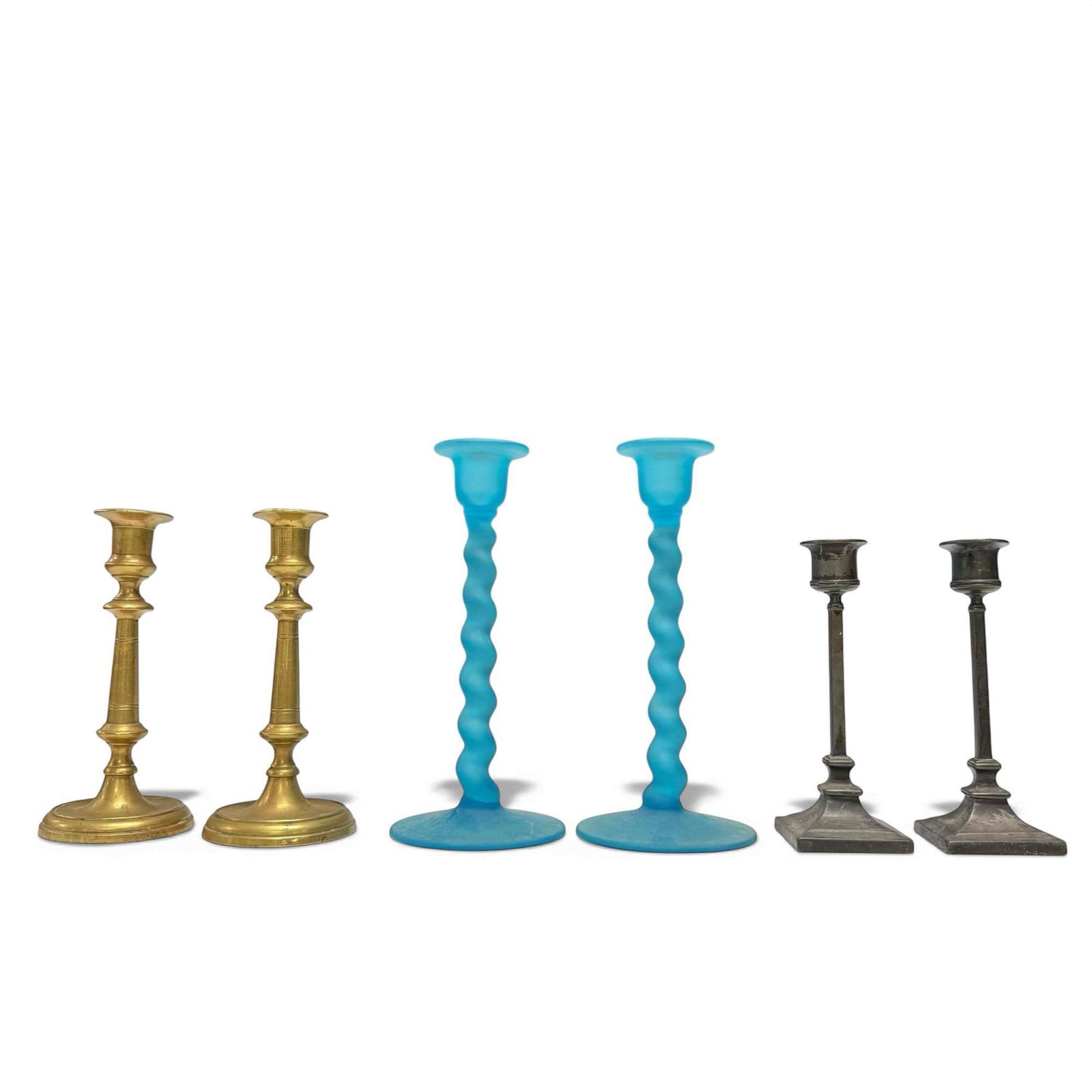 Tiffin Glass Jennings Brothers and Brass Candlestick Sets (3) (1 of 15)