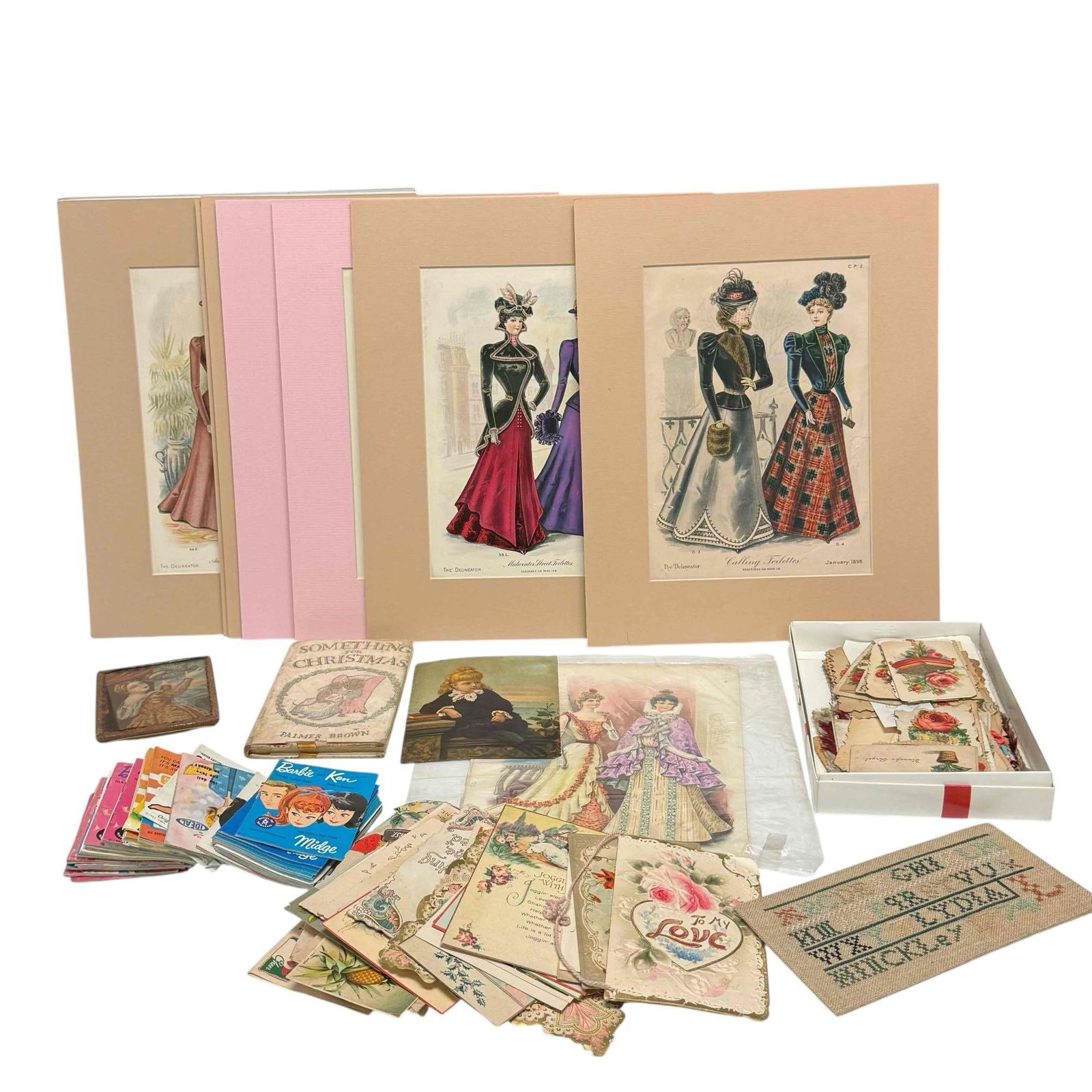 Victorian 1890s Fashion Plates Needlepoint Sampler Circa 1774 Barbie Fashion Magazines (1 of 13)