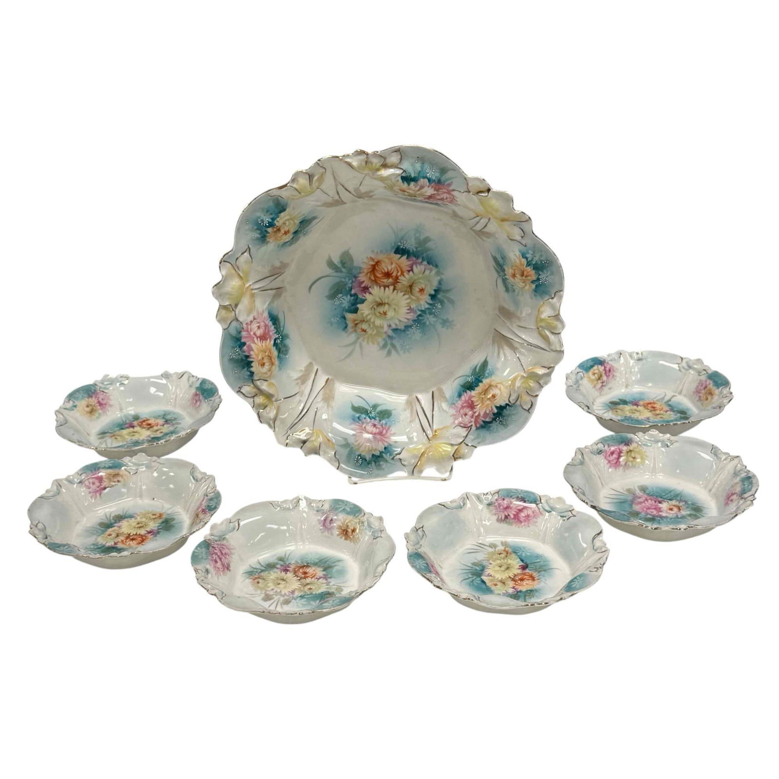19th Century Porcelain Serving Bowl with Six Matching Dishes (7) (1 of 17)