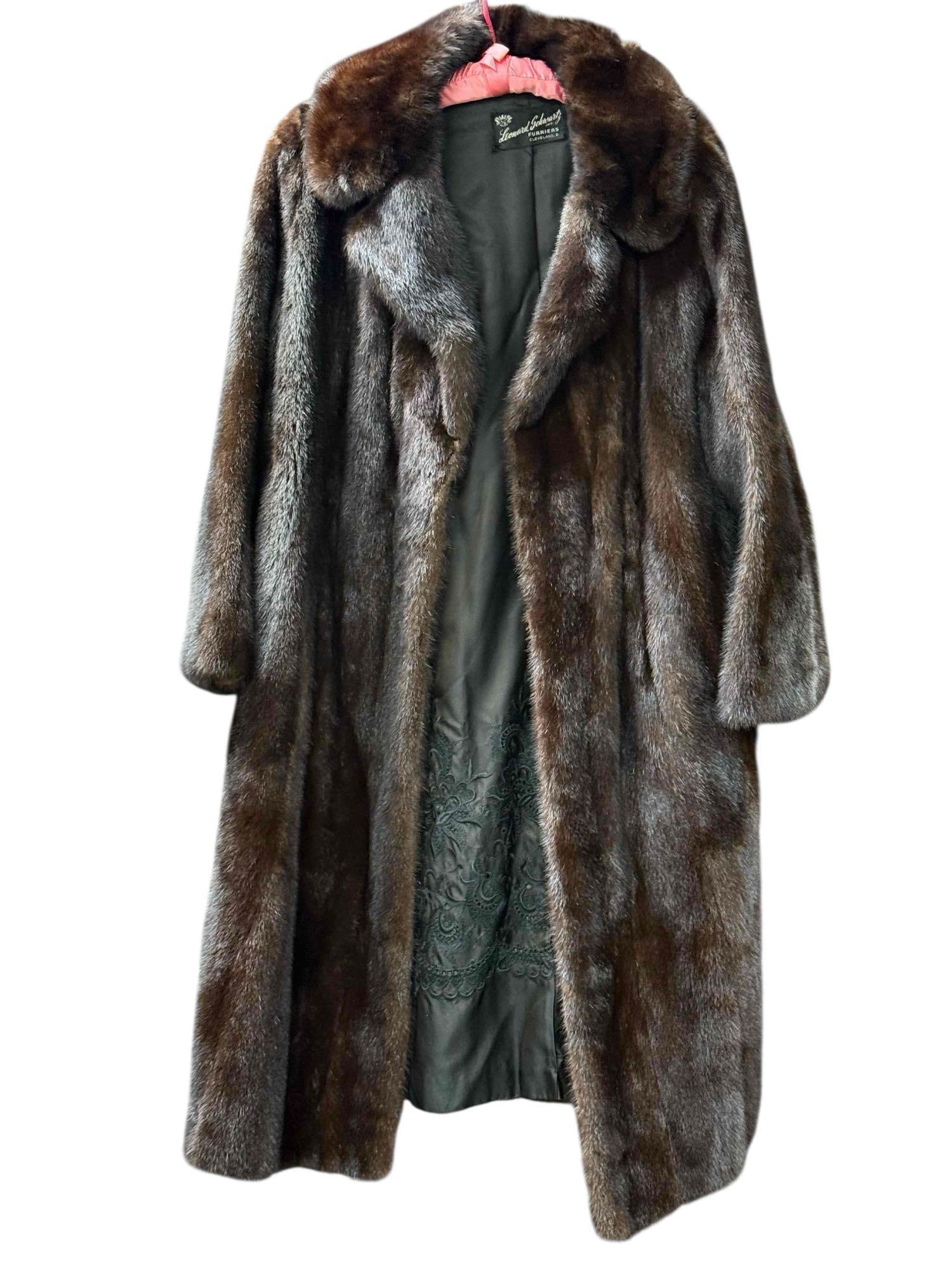 Dark Mahogany Full Length Mink Fur Coat 48" Long (1 of 11)