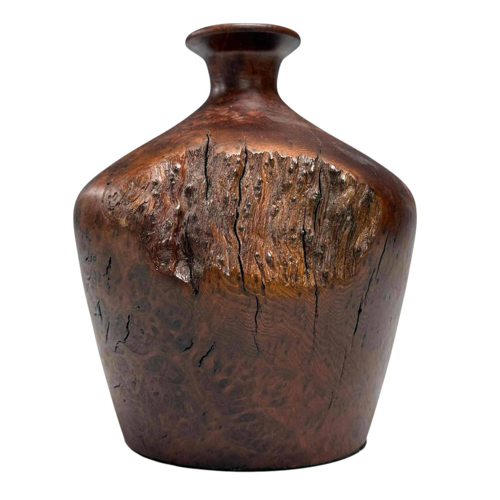 Mid 20th Century Burled Wood Jug Bud Vase (1 of 11)