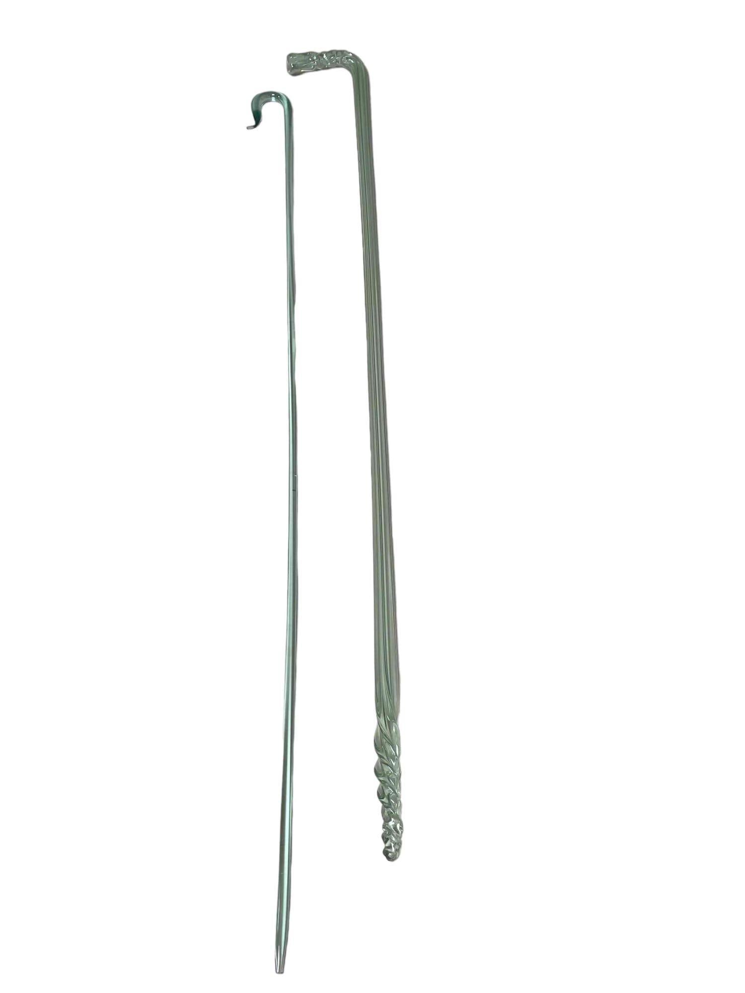 Two 19th Century Blown Aqua Glass Canes Walking Sticks (1 of 16)