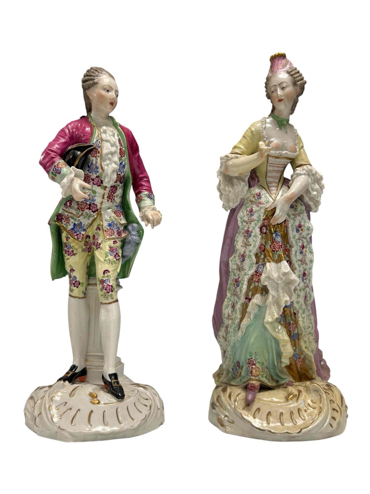 Large Pair of 18th Century Attire Porcelain Figurines 17.5" Tall (1 of 18)