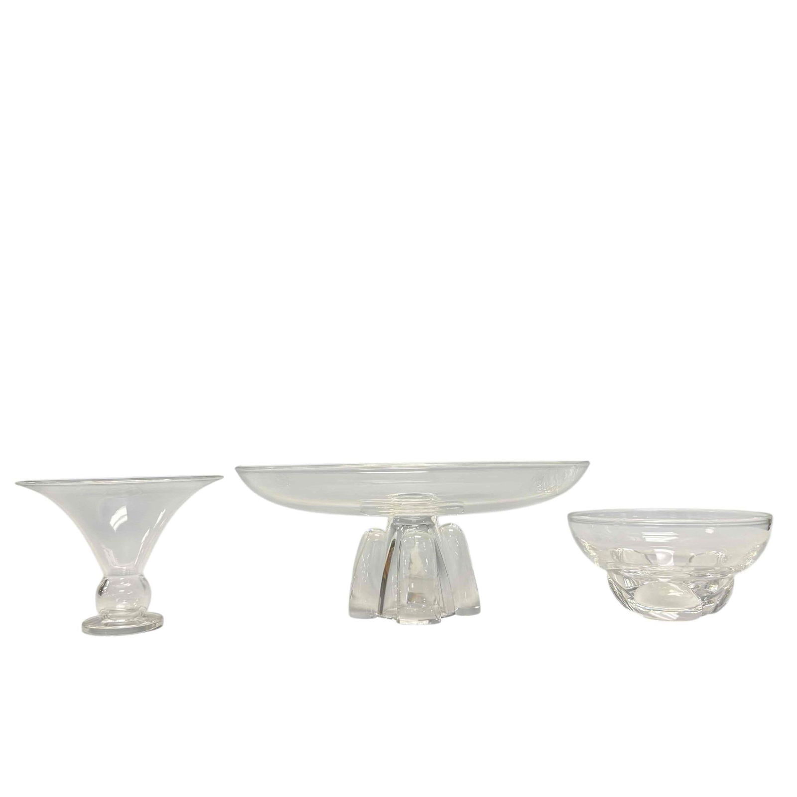 Steuben Crystal Pedestal Cake Stand Vase and Bowl Signed (3) (1 of 18)