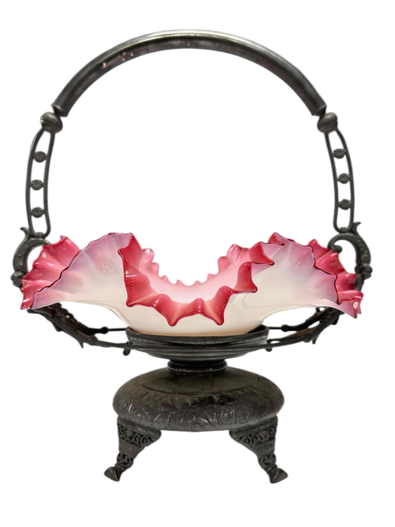 19th C. Aesthetic Movement Art Glass Basket (1 of 18)