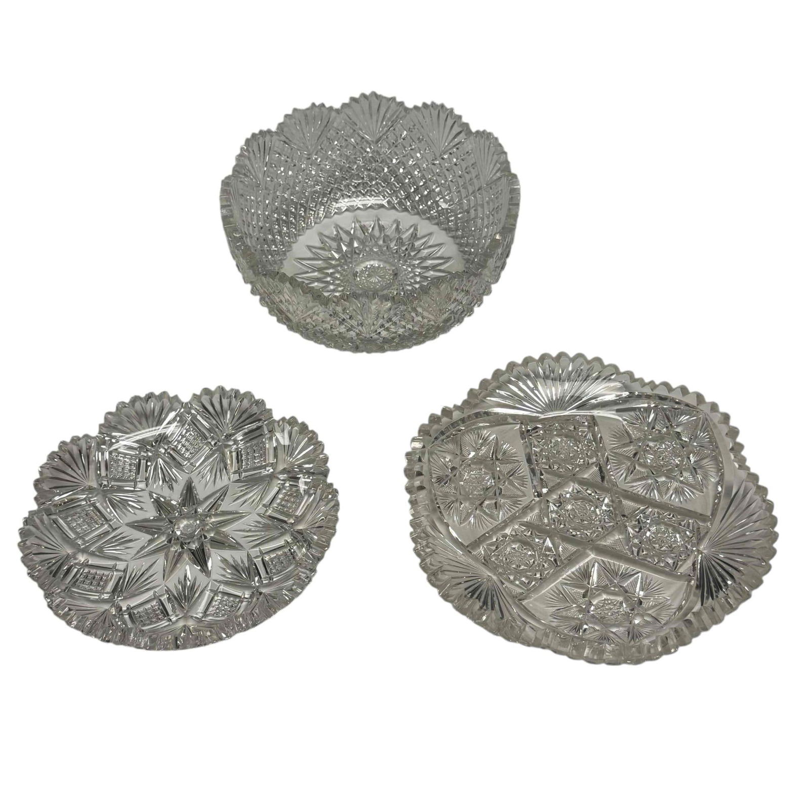 American Brilliant Cut Glass Plates and Bowl (3) (1 of 19)