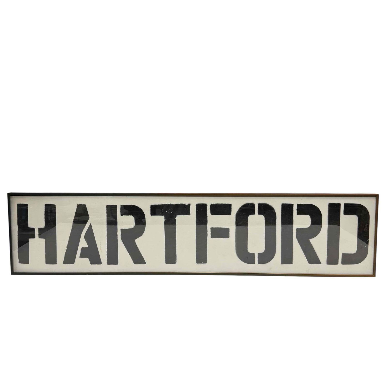 Mid 20th Century HARTFORD Framed Signed / Display: Framed under glass HARTFORD signed with metal frame and measuring approx 8.25" h x 36.25" w x 1" thick. Overall very good, as shown. Great for those farmhouse interiors, see photos