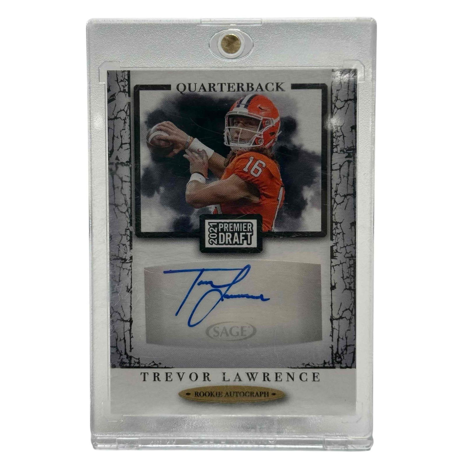 2021 Sage Premier Draft Trevor Lawrence Auto Rookie Card RC: #A194 rookie card of the amazing QB. Blue signature on the front.