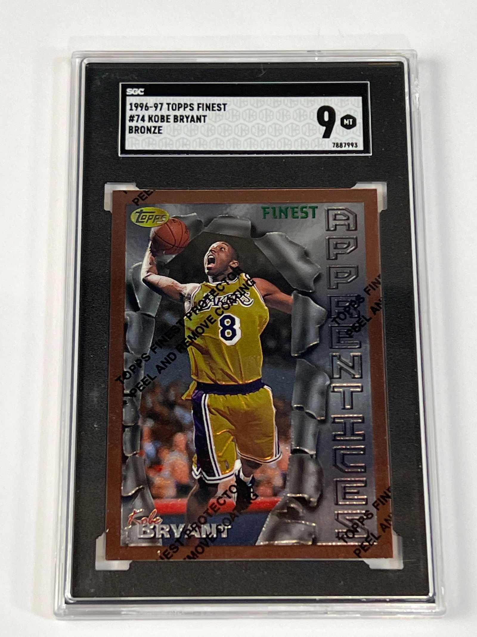 1996 Topps Finest #74 Kobe Bryant RC w/ Coating SGC 9 (1 of 7)