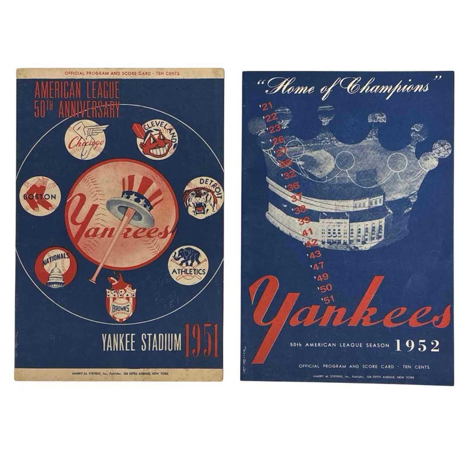 1951 and 1952 New York Yankee Program / Scorecards (1 of 15)