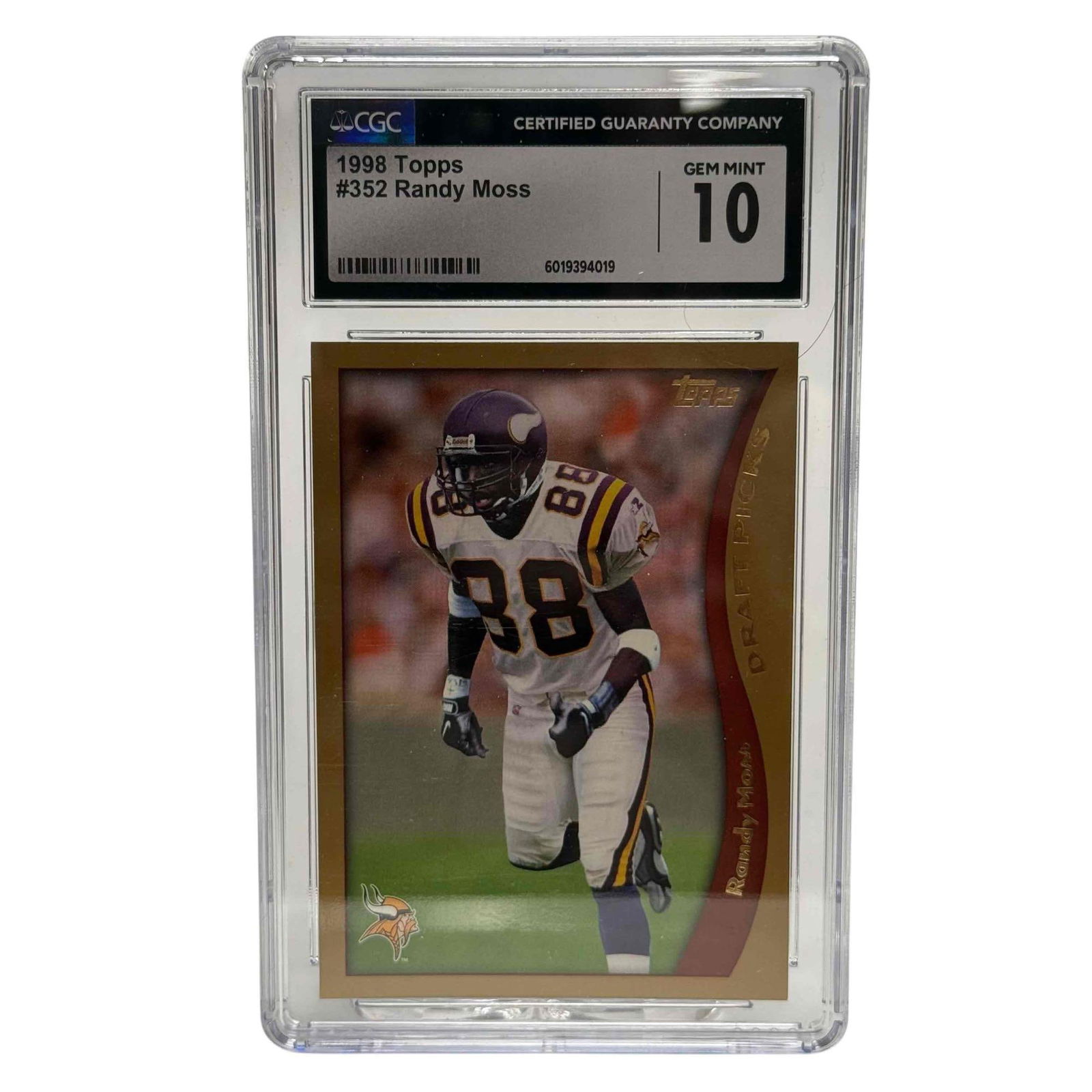 1998 Topps #352 Randy Moss Rookie Card CGC 10 GEM MINT (1 of 6)