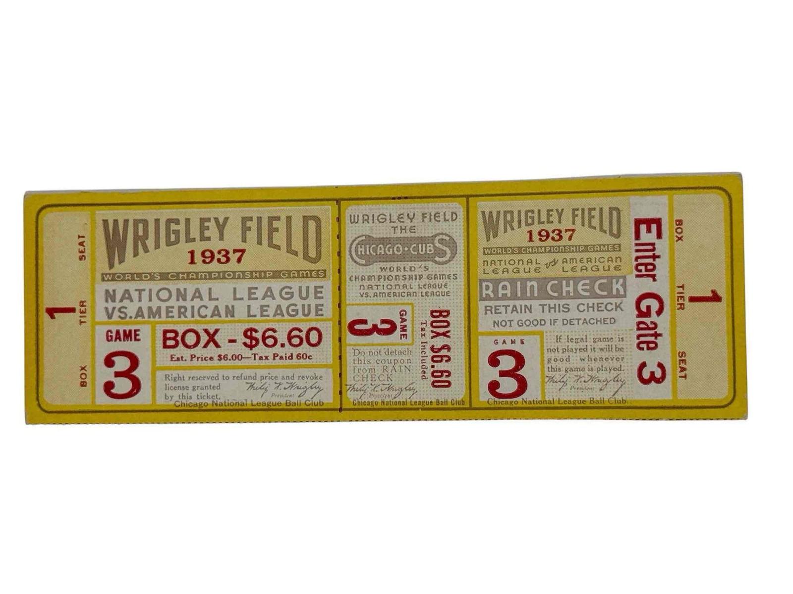 1937 World Series Phantom Ticket Chicago Cubs Wrigley Field (1 of 8)