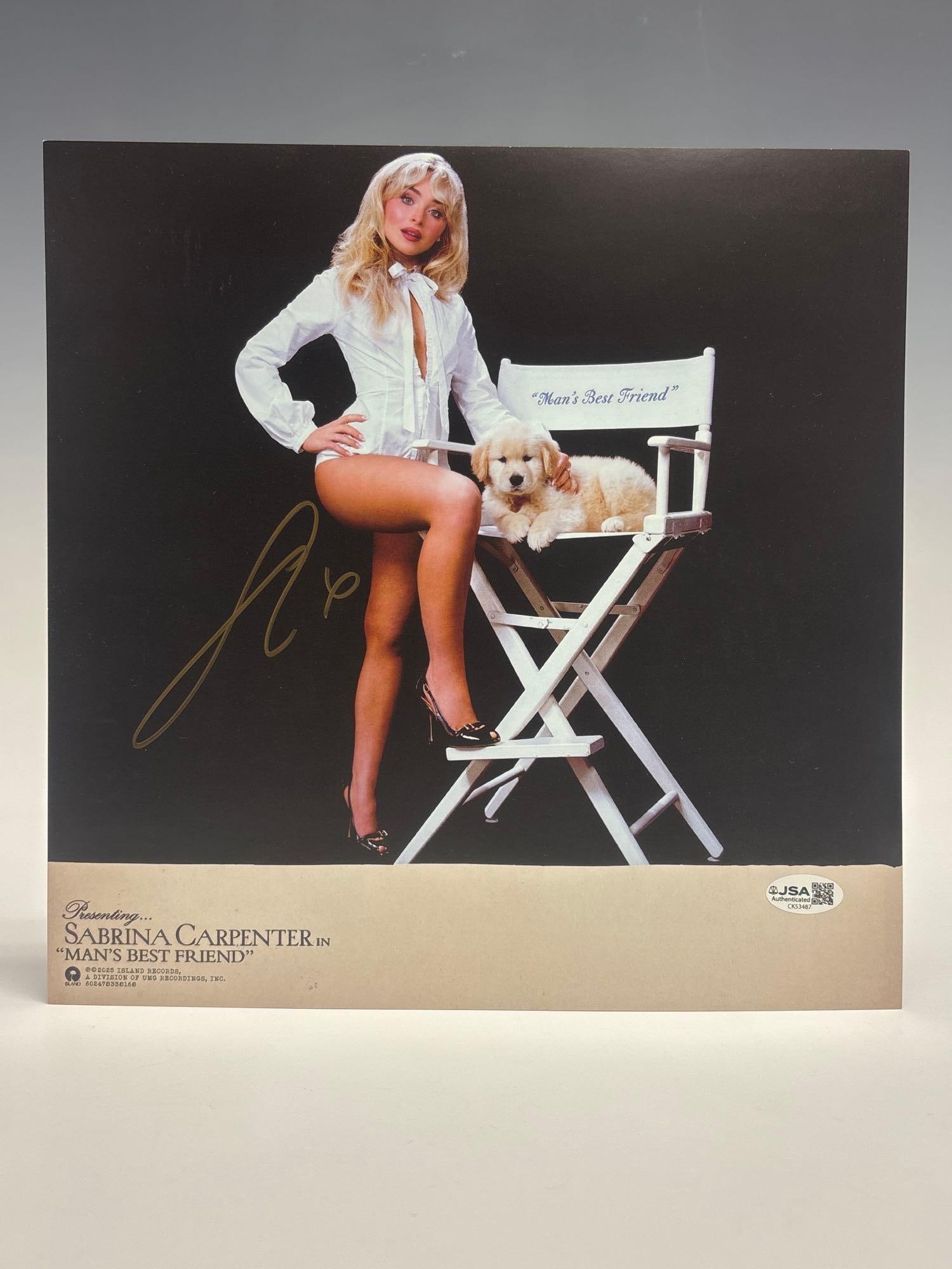 Sabrina Carpenter Autographed Man's Best Fried Album Insert: 11x11 album insert signed in gold by the superstar singer as sold with her album release. Ready to frame up and display! JSA certified.